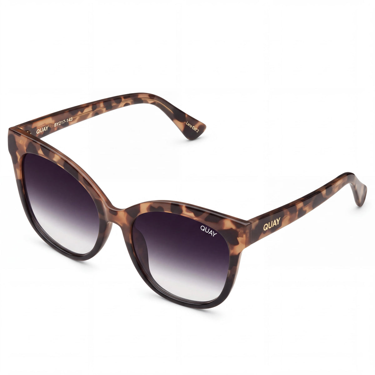 QUAY AUSTRALIA It's My Way Women's Cat Eye Tortoise Black Black Fade Plastic Sunglasses 59mm with UV Protection, Photo 1