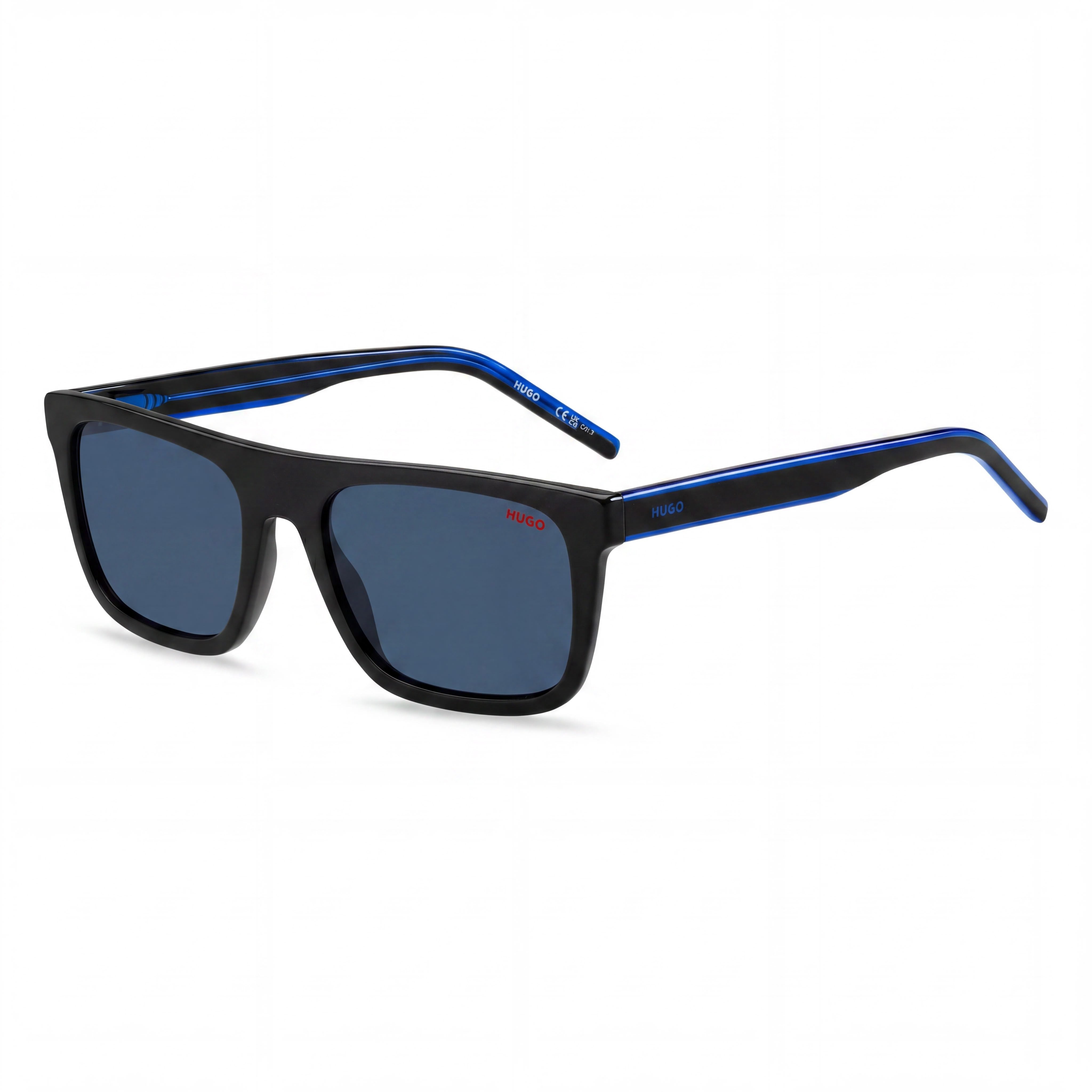 HUGO Casual Men's Eco Acetate Black Blue Non-Polarized Sunglasses 100% UV Protection 54mm, Photo 1
