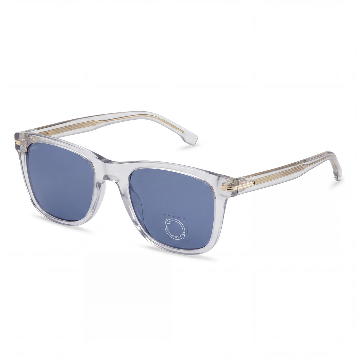Gafas de sol unisex modernas Hugo Boss de acetato gris no polarizadas con protección UV de 52 mm, Photo 1