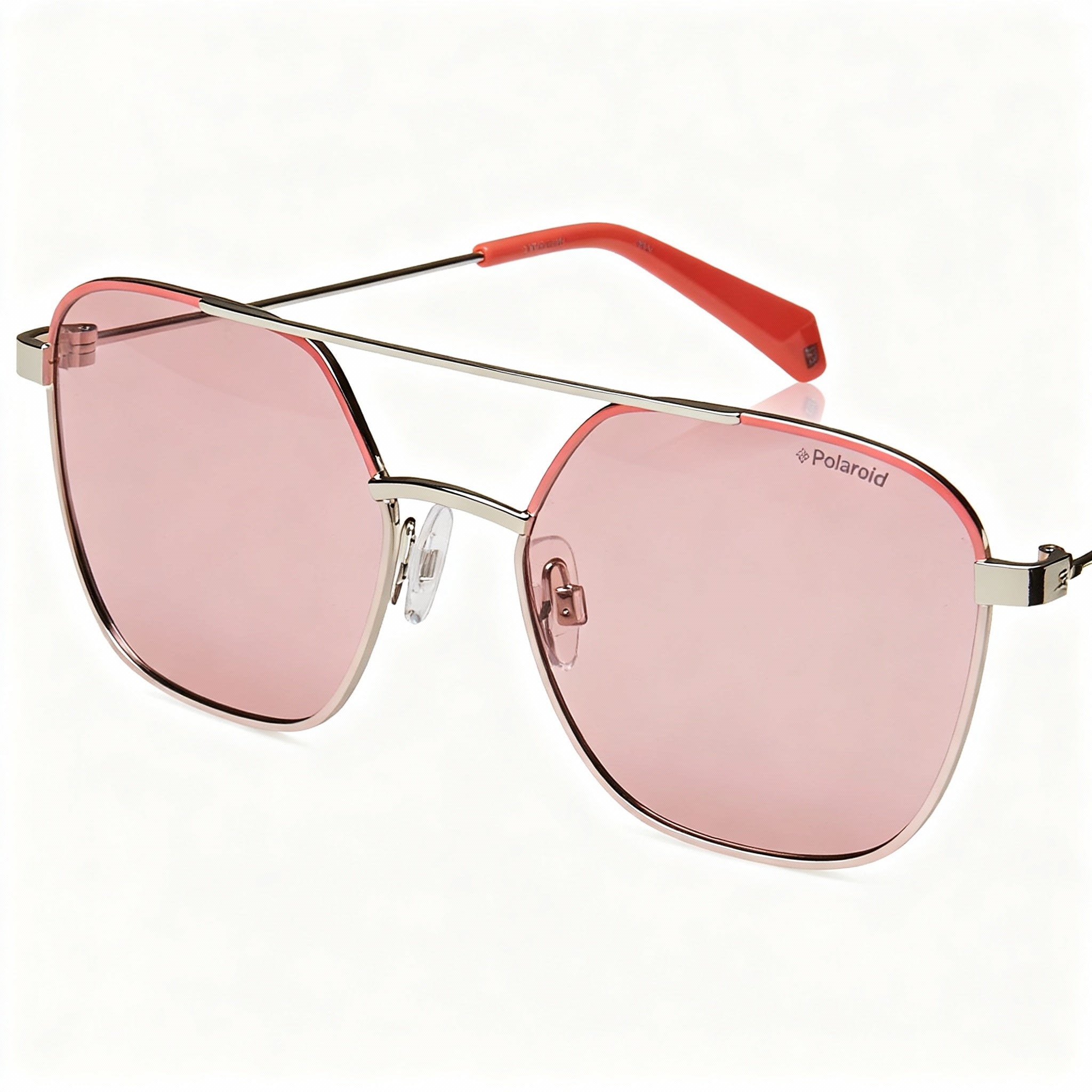 Polaroid PLD 6058/S Classic Women's Pink Metal Frame Square Pink Polarized Lens Sunglasses 56mm