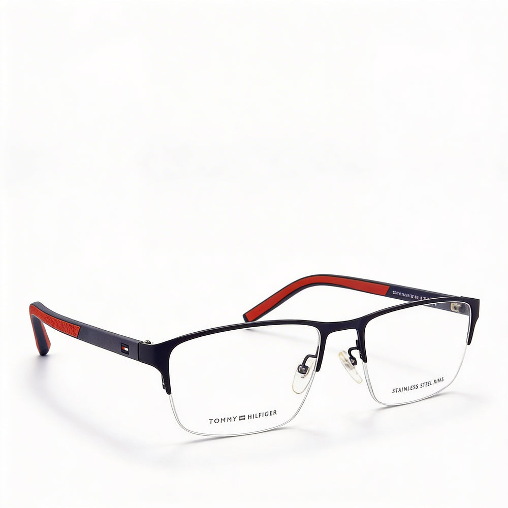 Monturas ópticas Tommy Hilfiger Th 1577/F unisex de aleación de acero azul mate con lentes de policarbonato de 57 mm