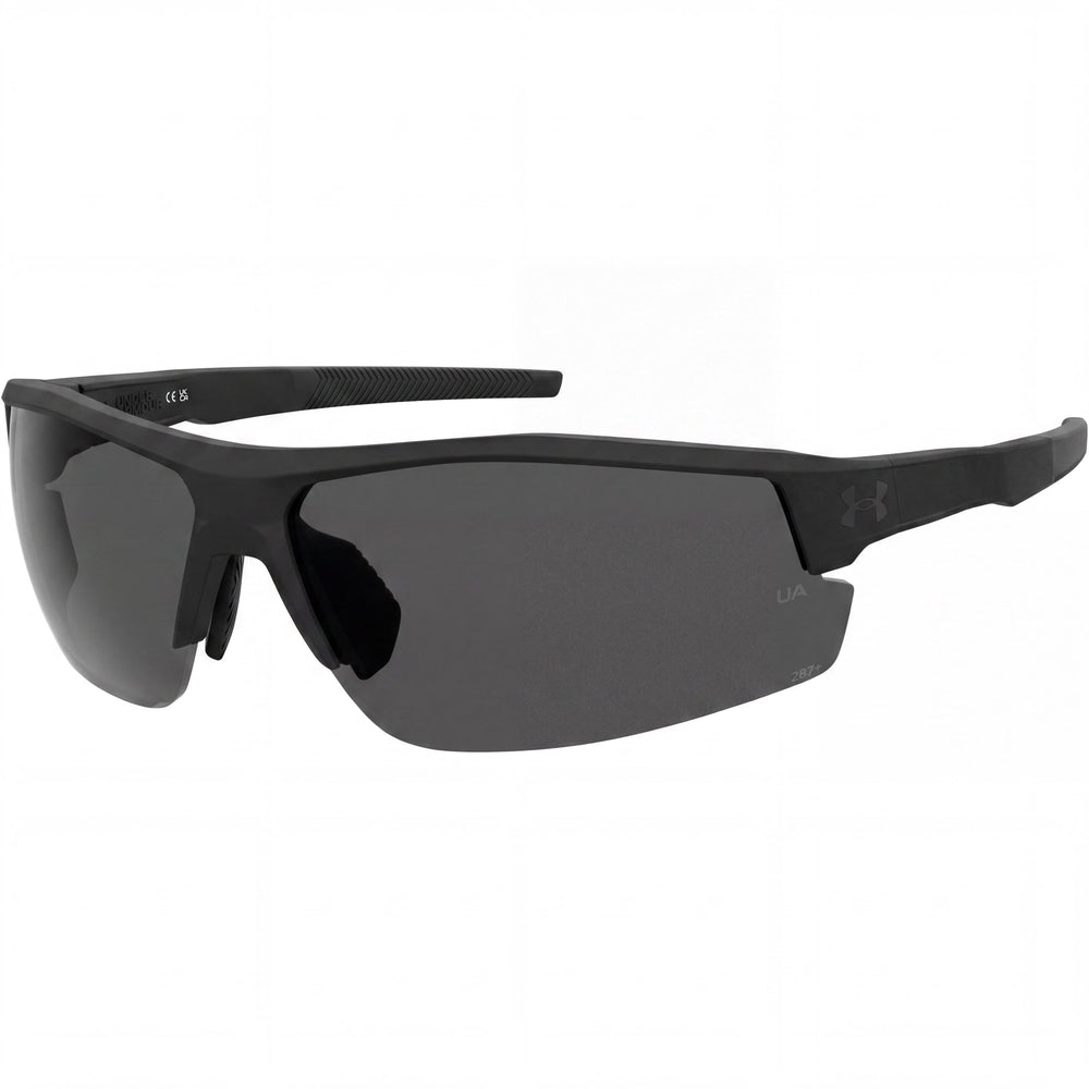 Gafas de sol deportivas Under Armour para hombre, negras mate, oleofóbicas, grises sin polarizar, poliamida 80 mm, protección UV