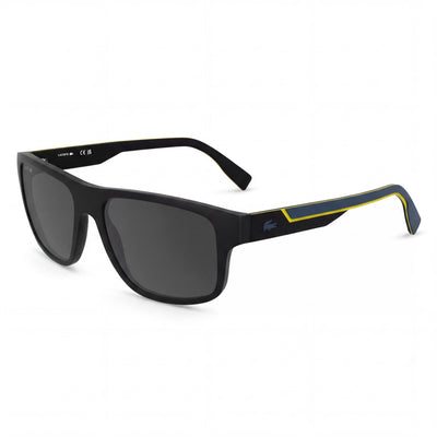 Gafas de sol Lacoste L6057s para hombre, de plástico negro mate con lentes grises sólidas no polarizadas con protección UV de 57 mm