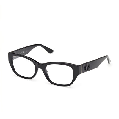 GUESS Gu50304 Women's Shiny Black Plastic Frame with Transparent Polycarbonate Lenses Eyeglasses 52mm
