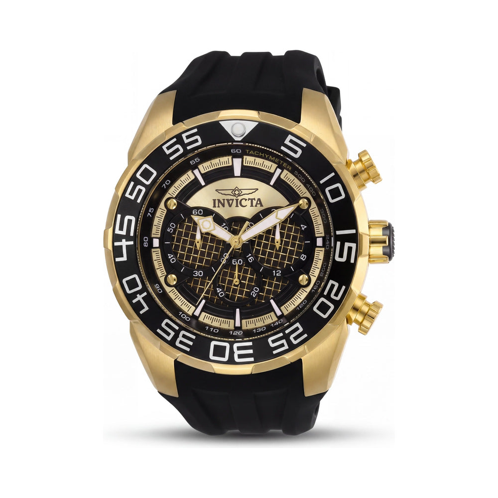 Cronógrafo Invicta Speedway SCUBA Collection para hombre, acero inoxidable en tono dorado negro, resistente al agua, luminoso, 50 mm