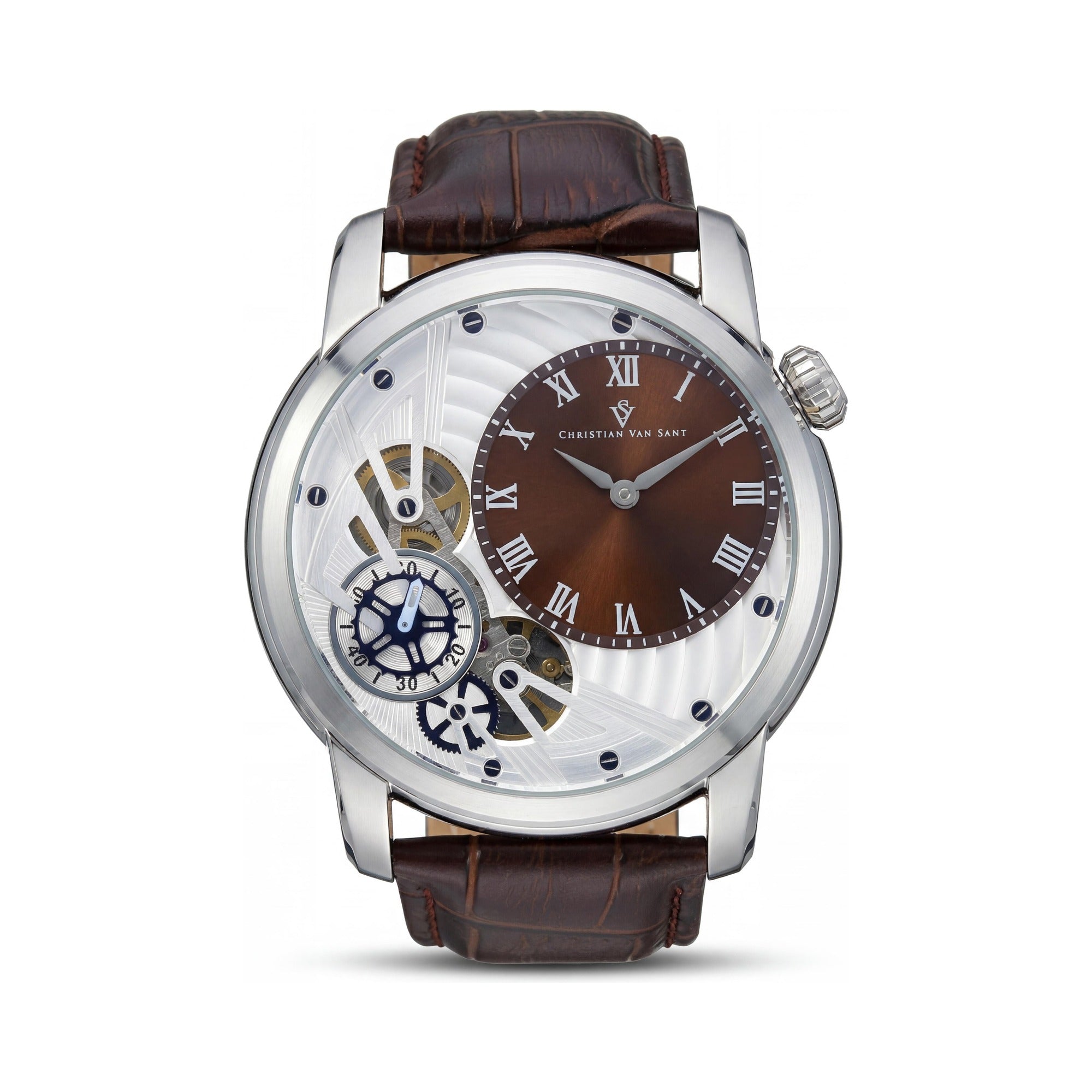 Christian Van Sant CV1544 Sprocket Auto-Quartz Men's Brown Water Resistant Watch with Timer, Slide-Rule & Mineral Crystal, Photo 1