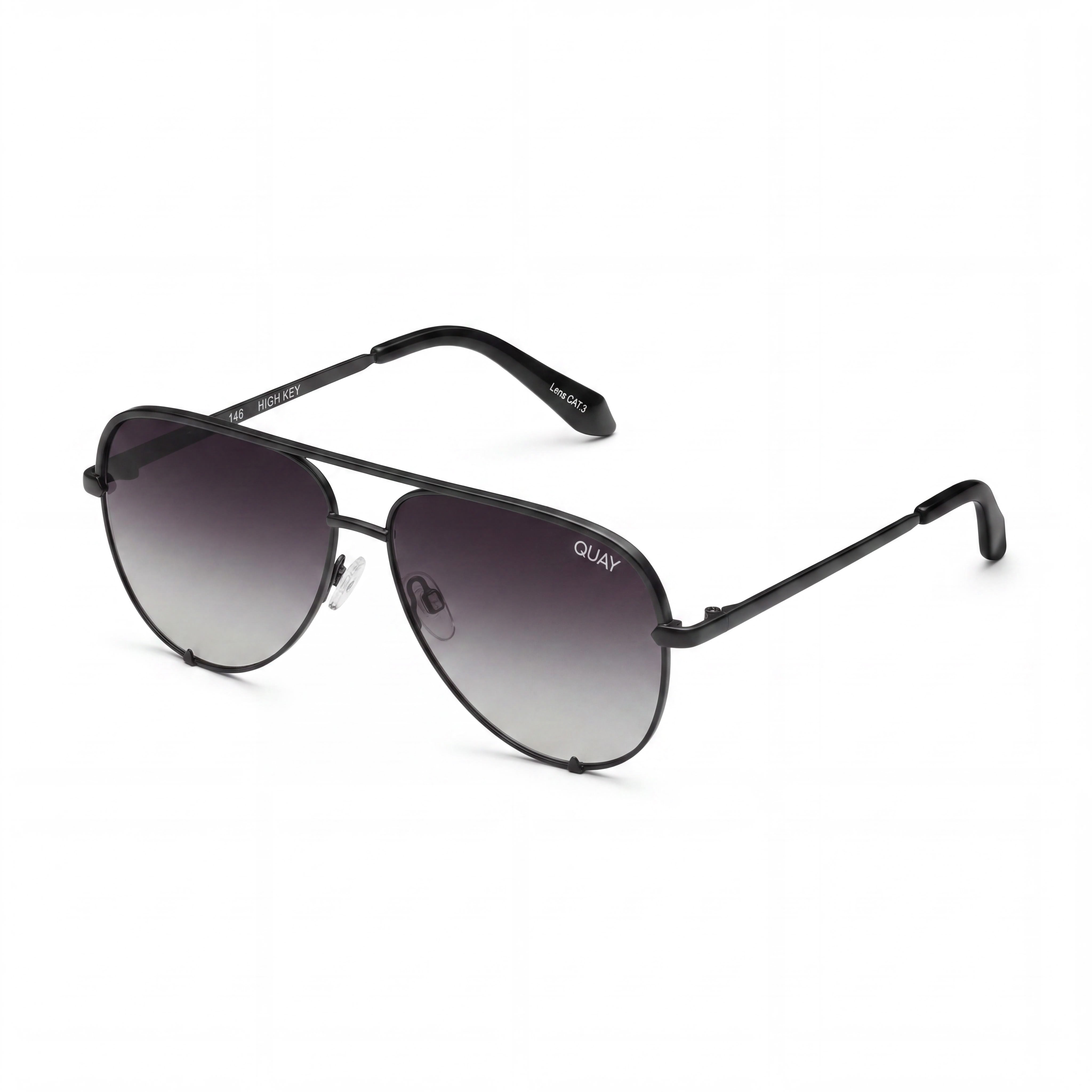 Gafas de sol polarizadas de metal negro difuminado con protección UV para mujer, modelo High Key Large de QUAY AUSTRALIA, Photo 1