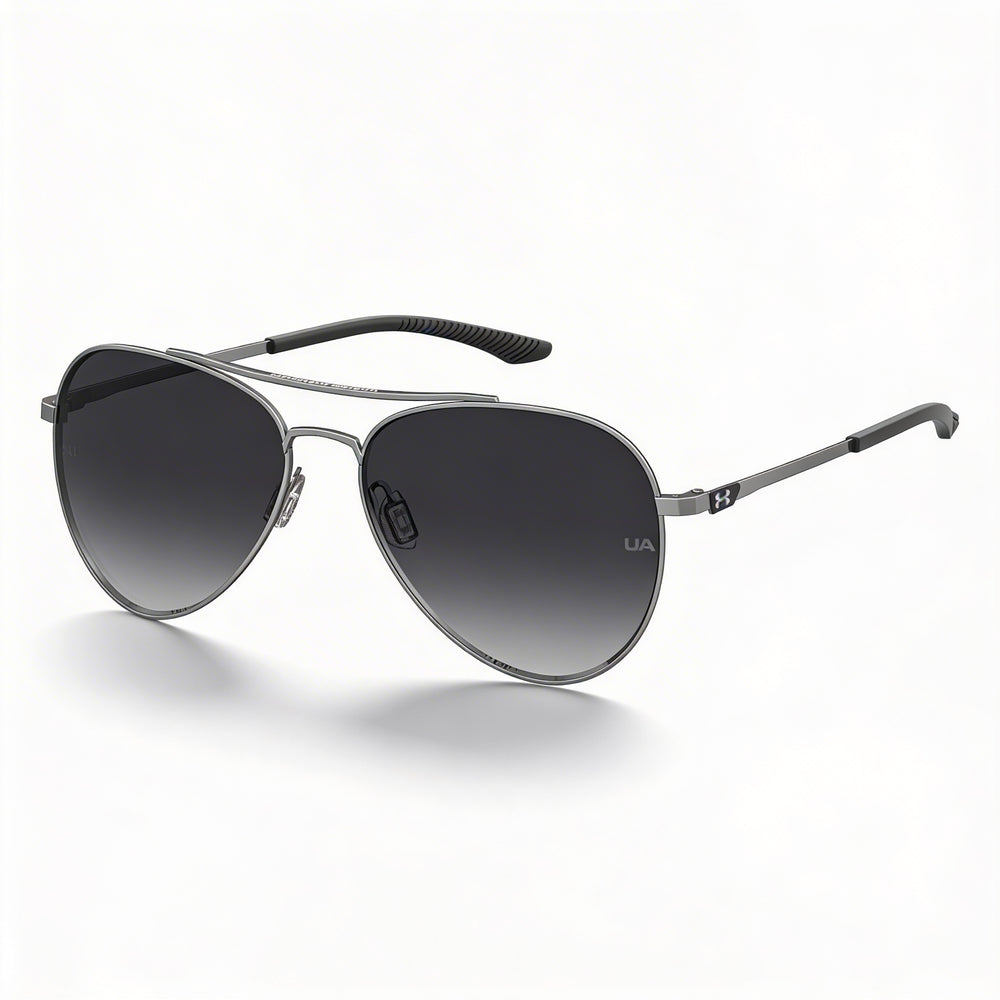 Under Armour UA 0007/G/S Unisex Stainless Steel Sunglasses Dark Ruthenium Gray Frame Grey Shaded Lenses 59mm UV Protection