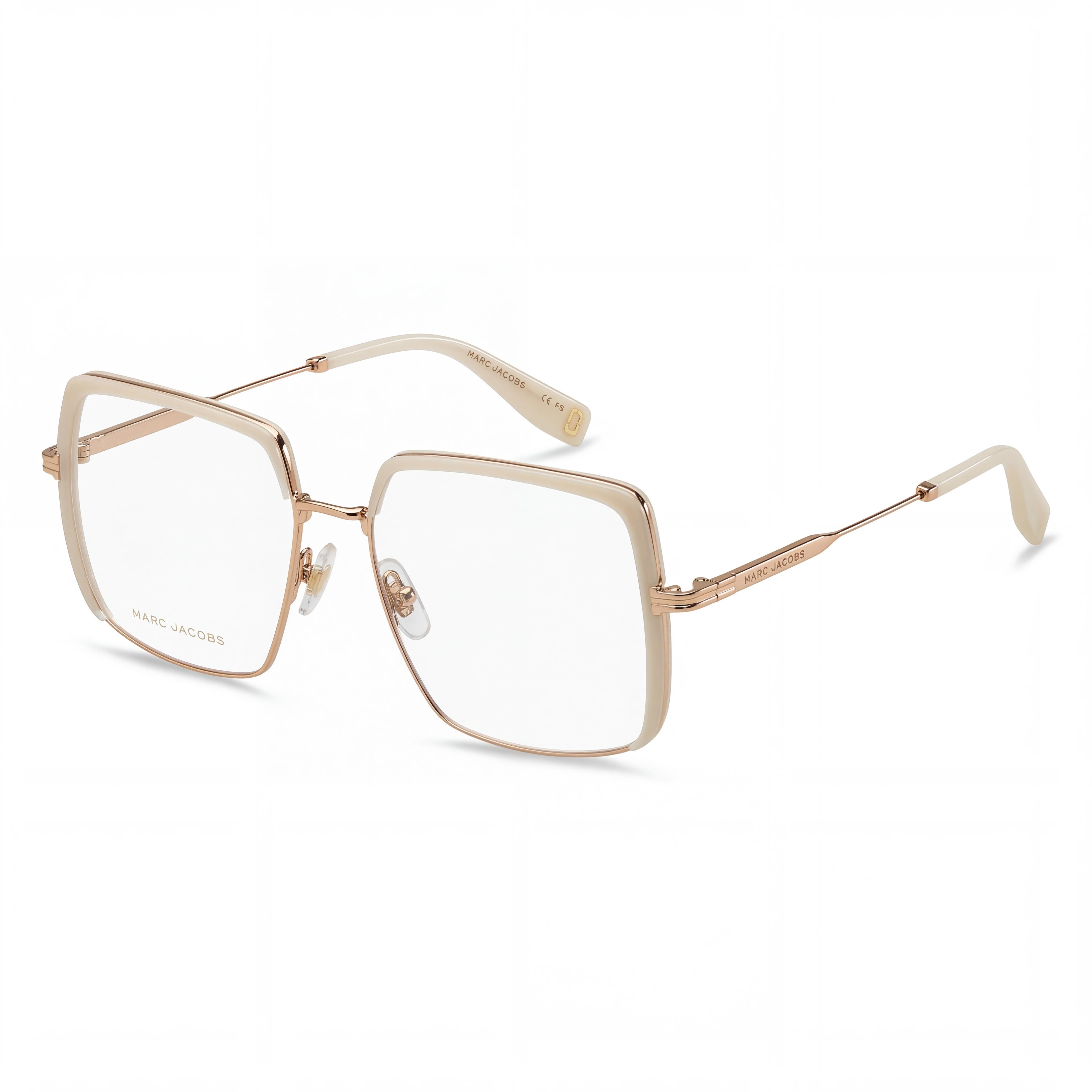 Gafas Marc Jacobs Contemporáneas de Metal Dorado y Marfil para Mujer, 54mm con Cristales Transparentes de Demostración, Aptas para Receta, Photo 1