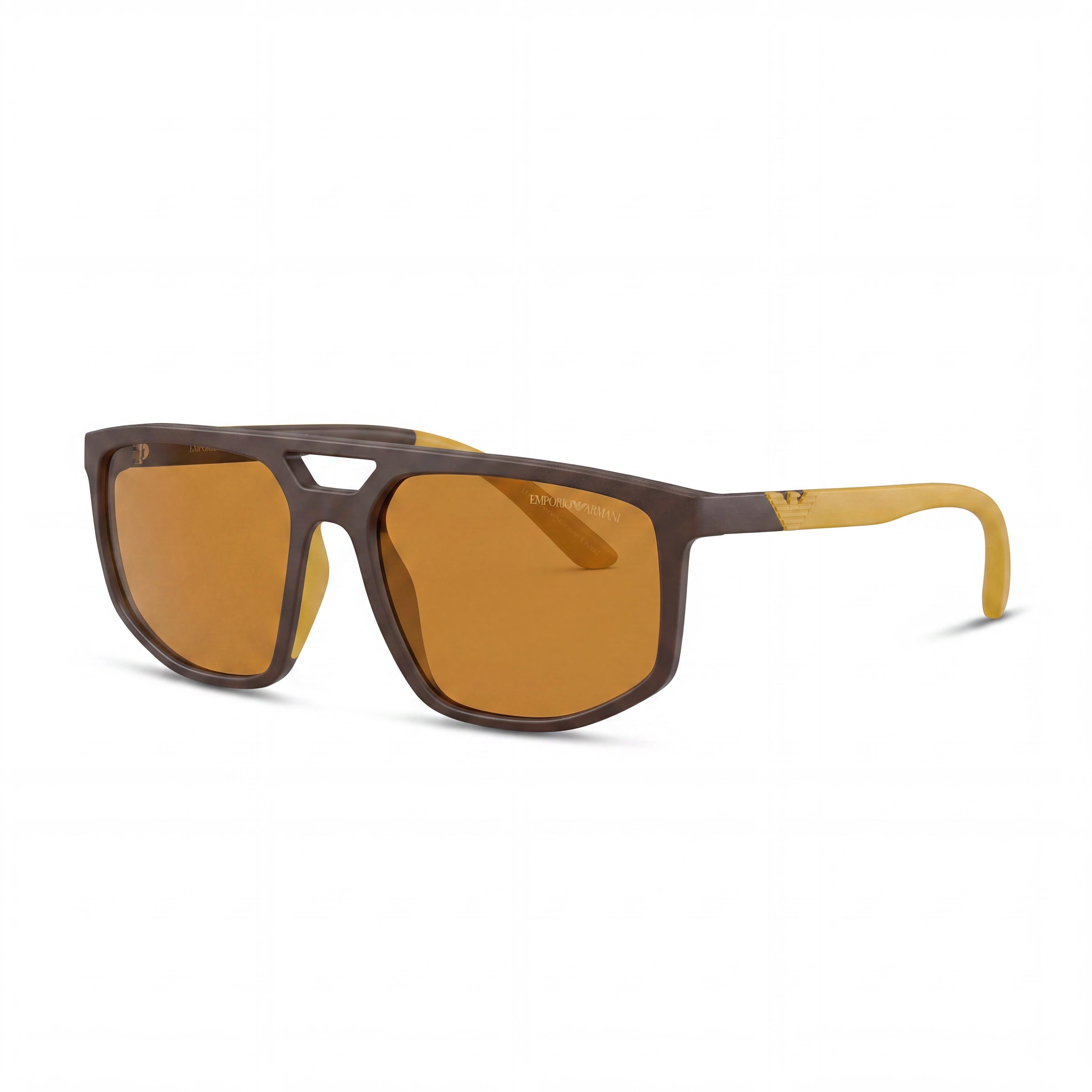 Emporio Armani Women's Ea4248u Universal Fit Plastic Sunglasses, Matte Brown, Brown Mirrored Gold Lenses, 100% UV Protection, 58mm, Photo 1