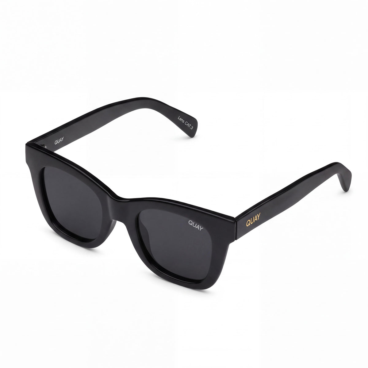 QUAY AUSTRALIA After Hours Women's Modern Black Smoke Polarized Plastic UV Protection Sunglasses 150mm, Photo 1