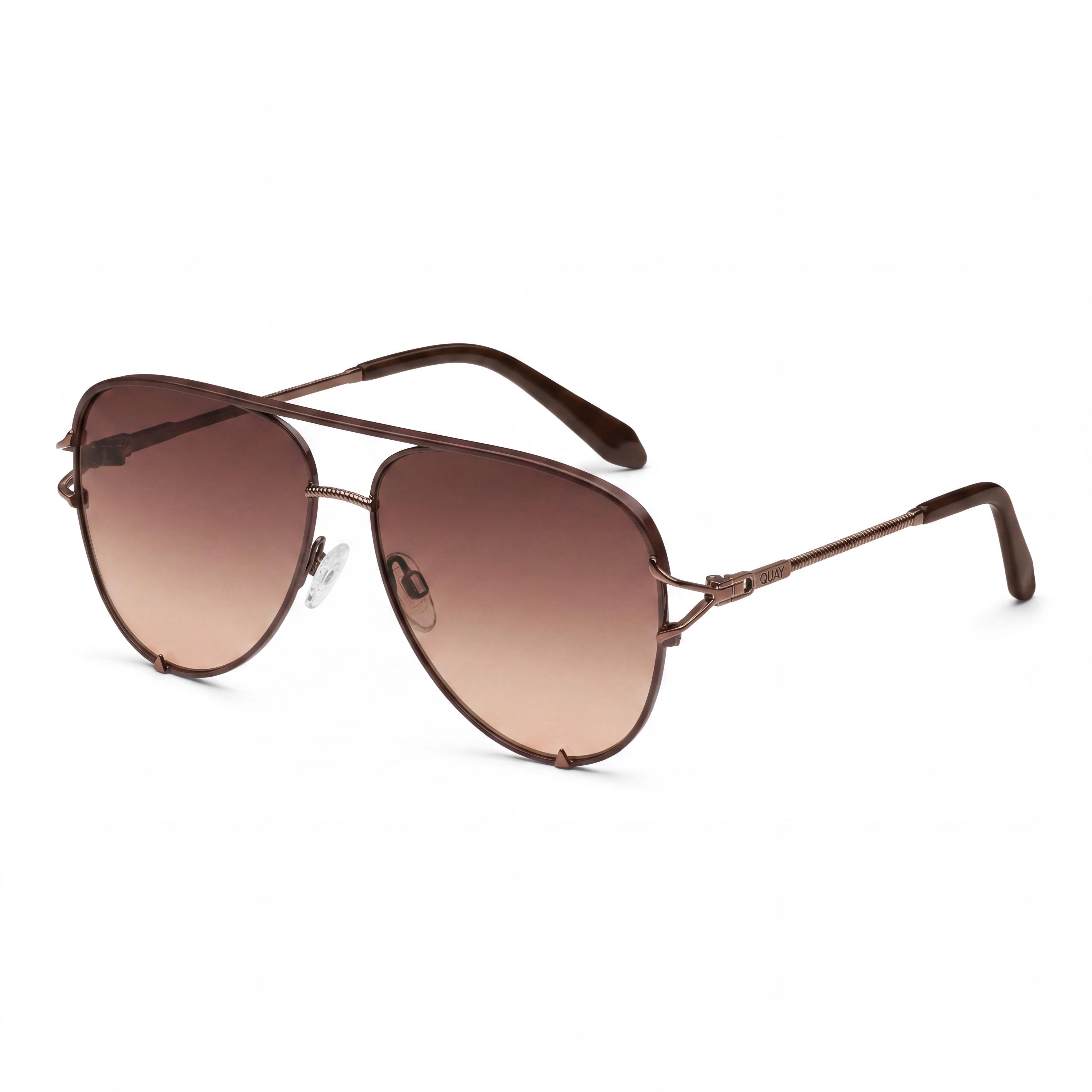 Gafas de sol para mujer QUAY AUSTRALIA High Key Twist, de plástico color marrón chocolate y ocre, sin polarizar, con protección UV, 51 mm, Photo 1