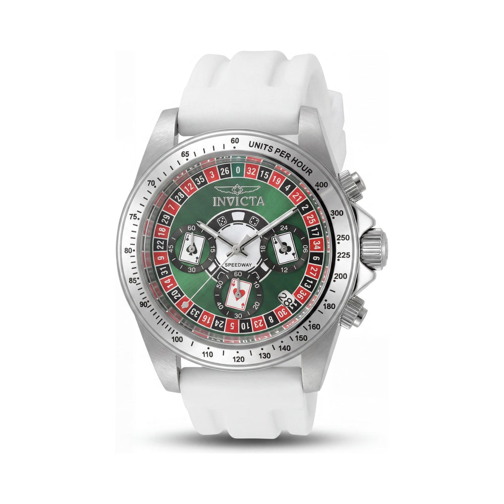 Invicta Speedway 50493 Reloj de hombre de cuarzo de 40 mm de acero inoxidable con esfera verde y correa de silicona