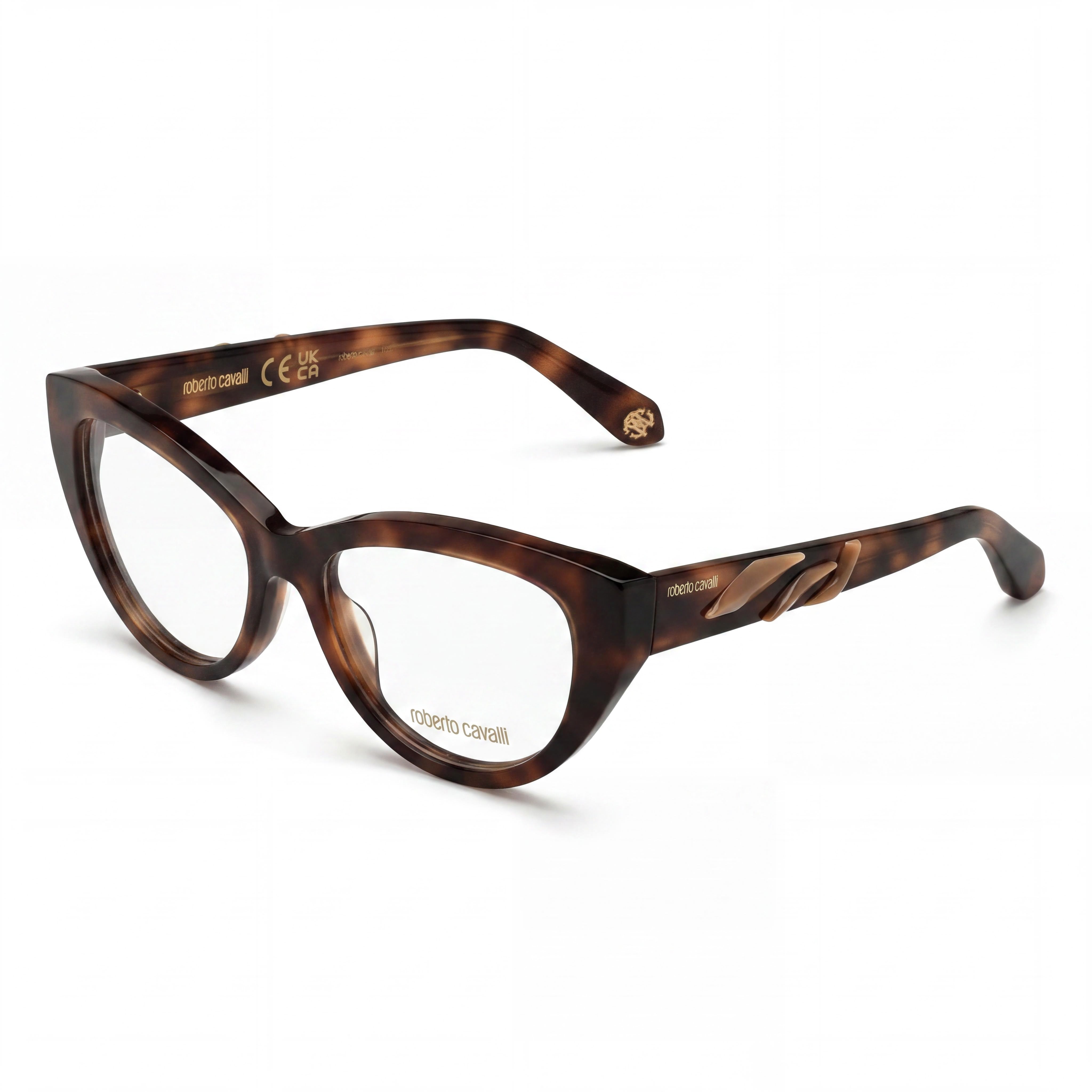 ROBERTO CAVALLI Casual Women's View Glasses, Acetate Frame, Vintage Havana, Clear Lens, 50mm Lens, Photo 1