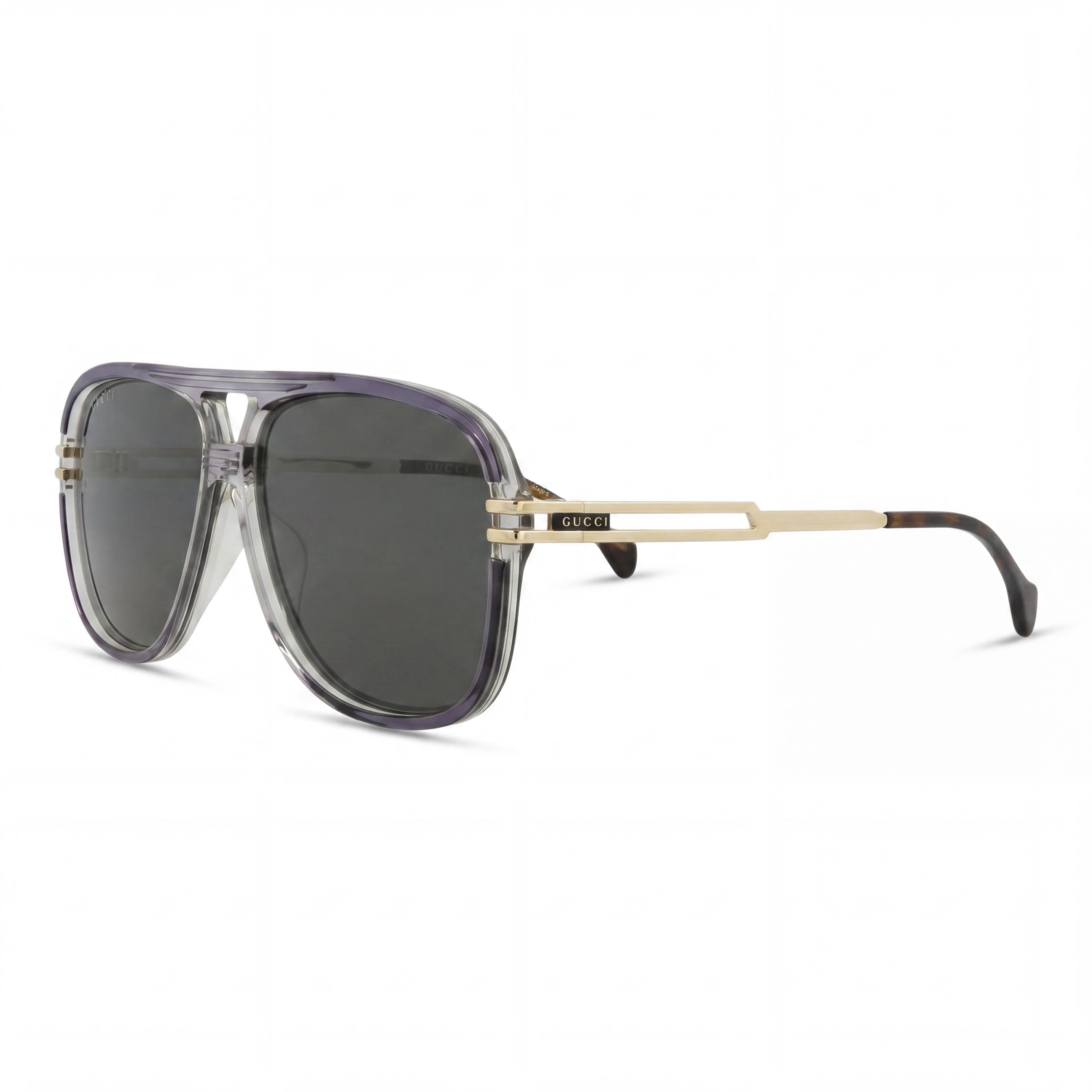 Gafas de sol Gucci Gg1105s 001 para hombre, montura de plástico gris dorado y gris, protección UV, graduadas, 63 mm, Photo 1