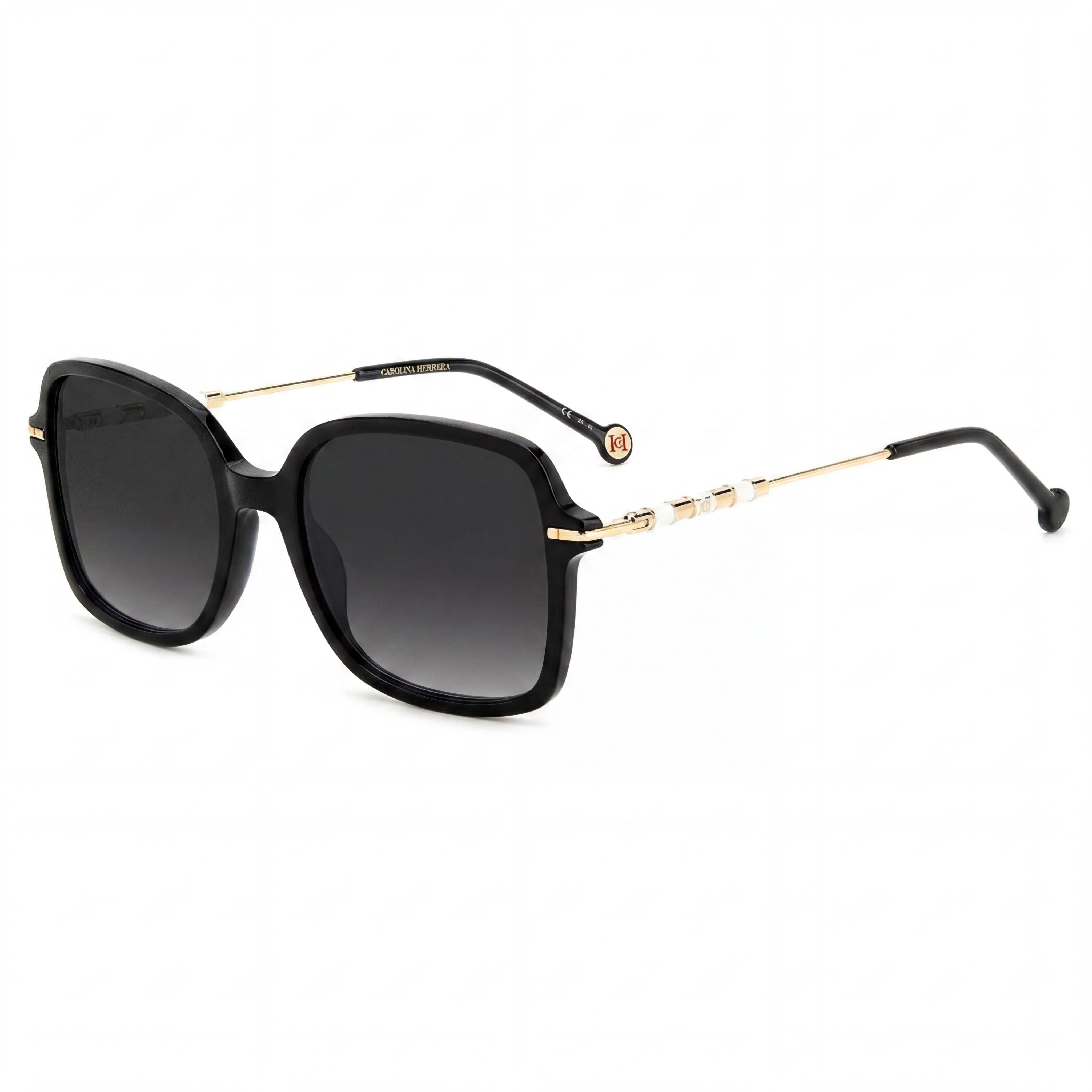 Gafas de sol clásicas Carolina Herrera de mujer con protección UV en plástico negro y cristales grises oscuros de 55 mm, Photo 1