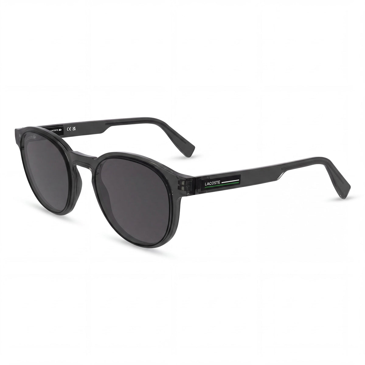 Gafas Lacoste Classic para hombre con montura de plástico gris oscuro transparente y lentes de policarbonato gris, tamaño 51-21-145mm, Photo 1