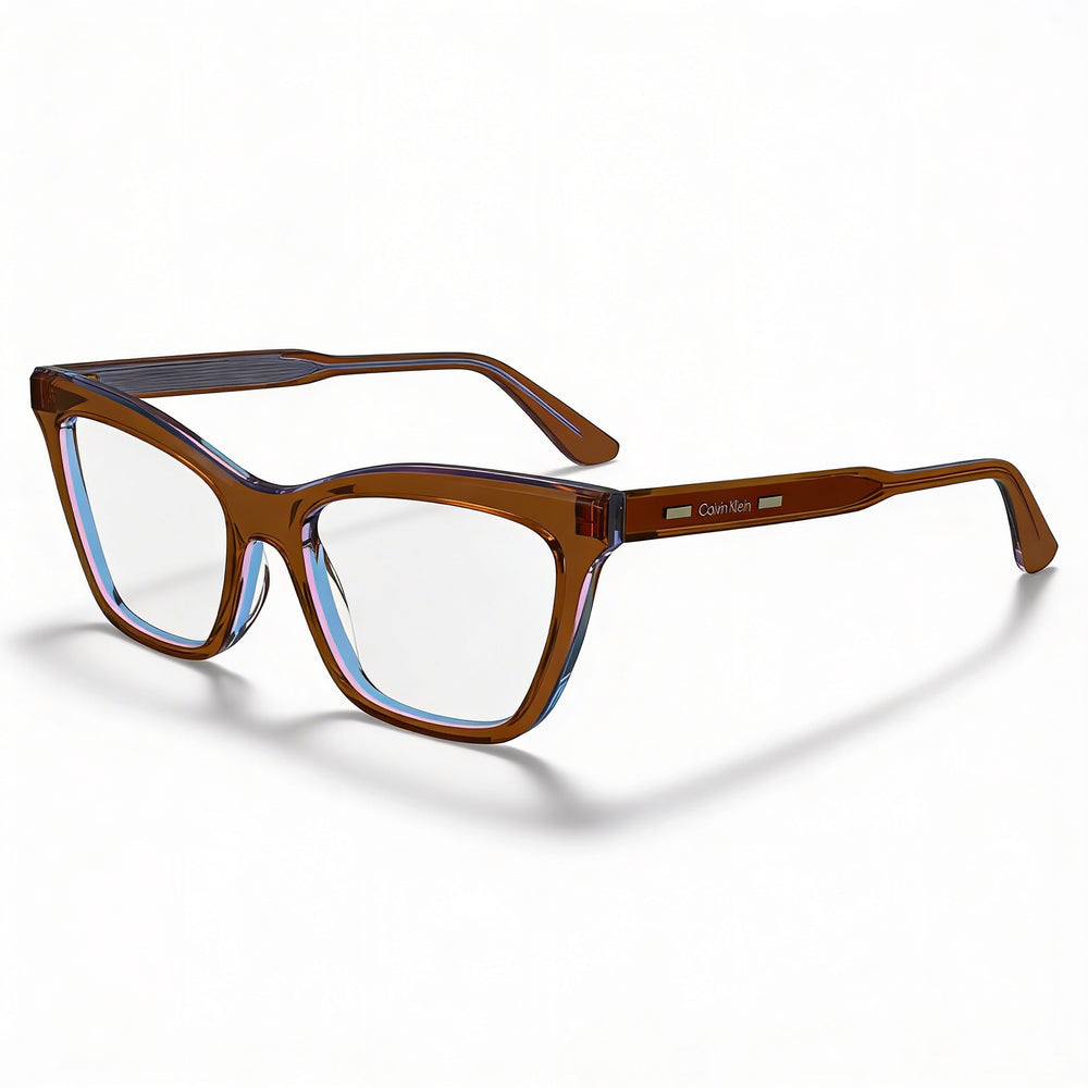 Monturas de Gafas Calvin Klein Modern para Mujer, Material Acetato, Color Marrón/Azul Celeste, Ancho de Lente 52mm