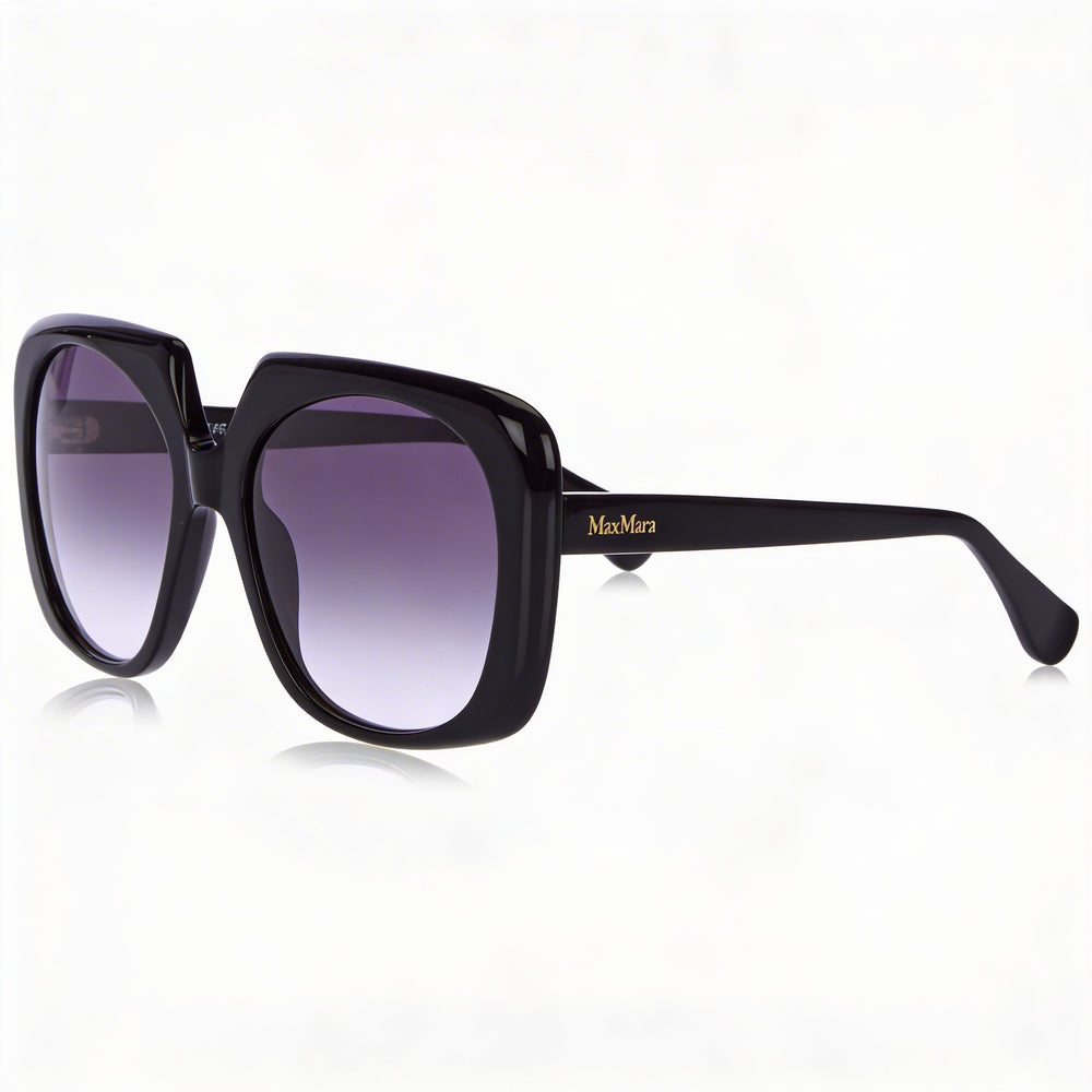 MaxMara Casual Women's Shiny Black Plastic Gradient Smoke Sunglasses 56mm