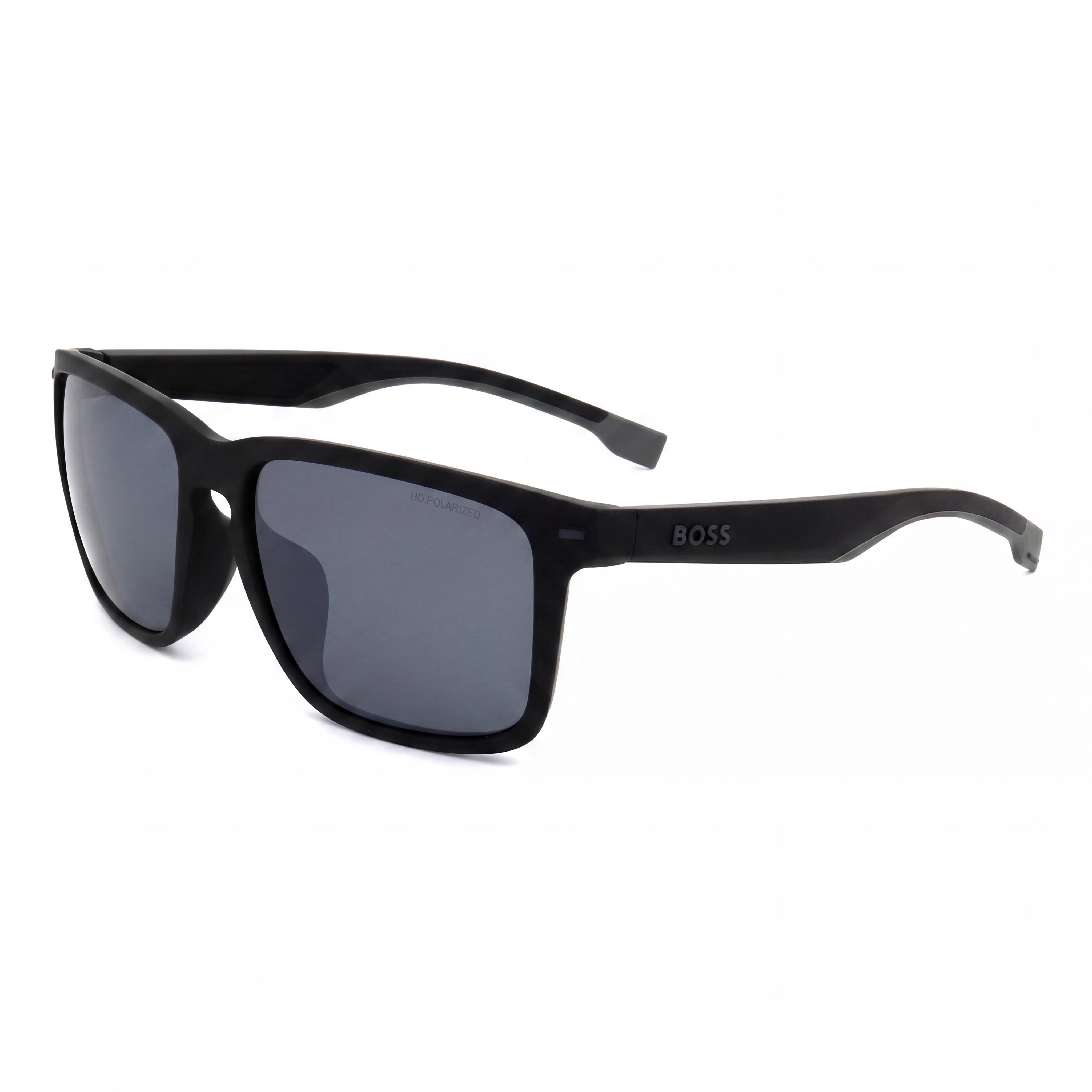 Hugo Boss Contemporáneas Unisex Negro Mate Armazón Gris Lente Gris Oscuro Policarbonato No Polarizado 59mm, Photo 1