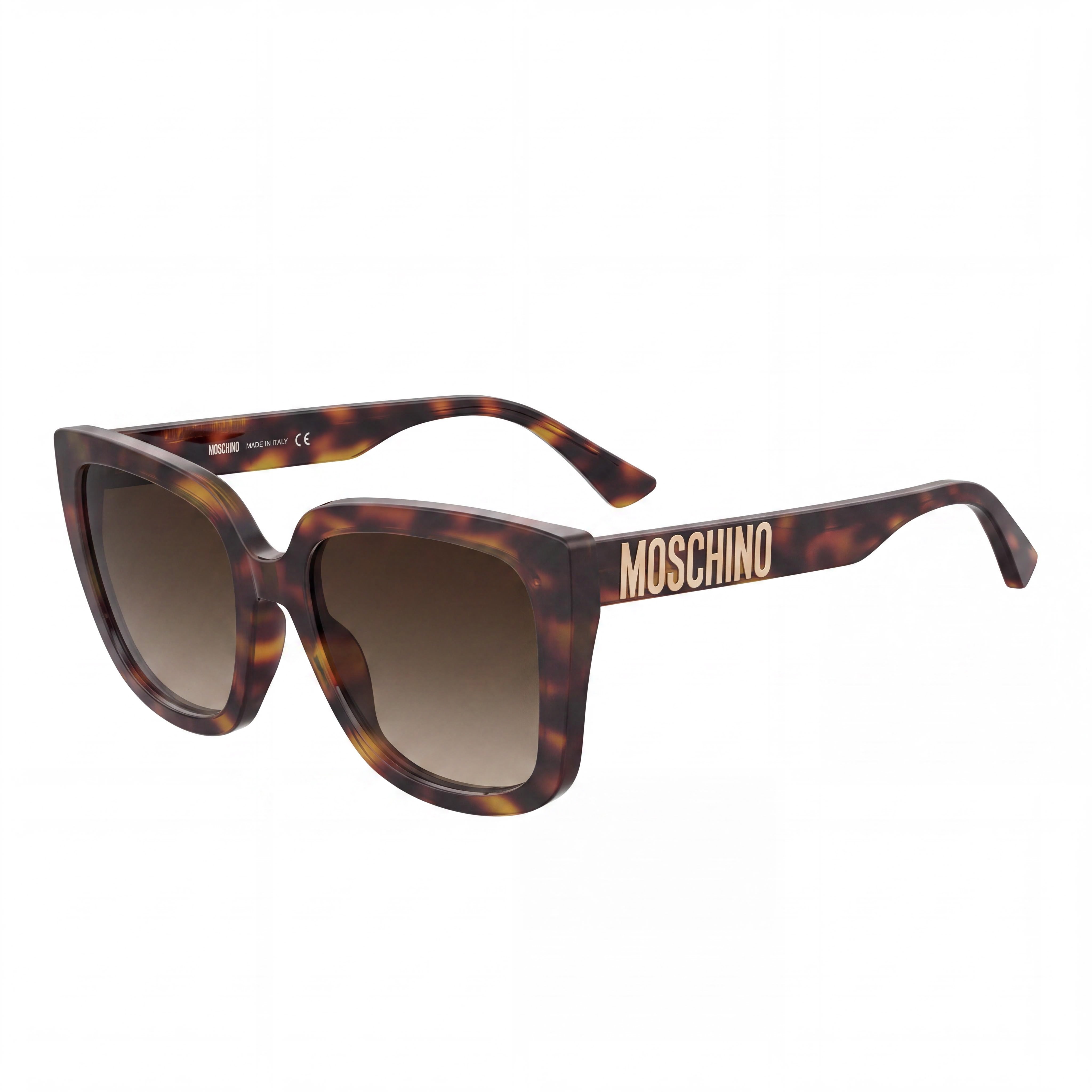 Moschino Modern Women's Acetate Havana Square Brown Shaded Non-Polarized UV Protection Sunglasses 55mm, Photo 1