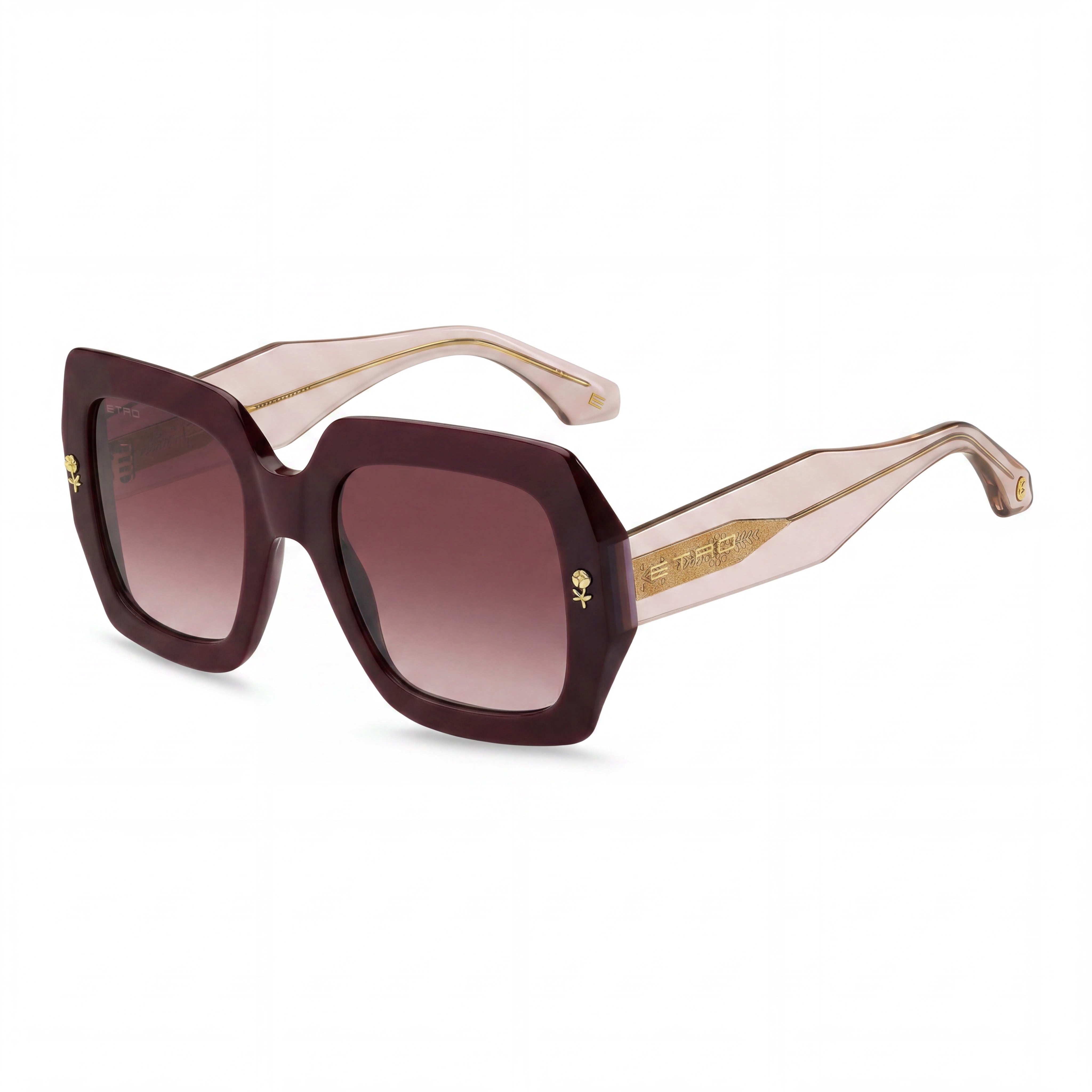 Etro Casual Women's Burgundy Acetate Non-Polarized Sunglasses with Pink Doubleshade Lenses 53mm, Photo 1