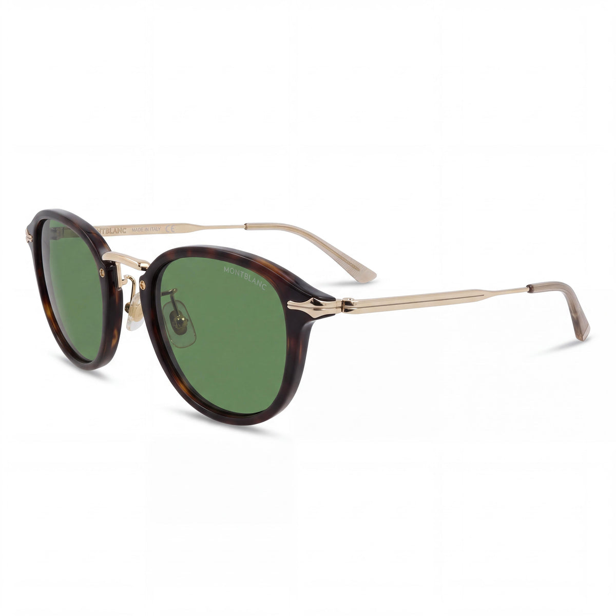 Gafas de sol para hombre MONTBLANC, montura redonda/ovalada color habana con inyección dorada y lentes no polarizadas, 48-18-140 mm, Photo 1