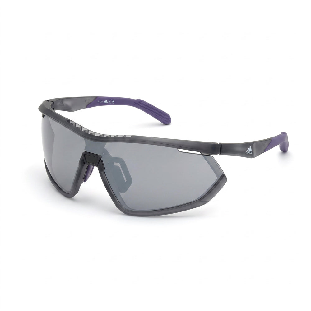 adidas Classic Unisex Sport Frosted Grey Composite Frame Sunglasses with Smoke Mirror Non-Polarized UV Lenses 59mm