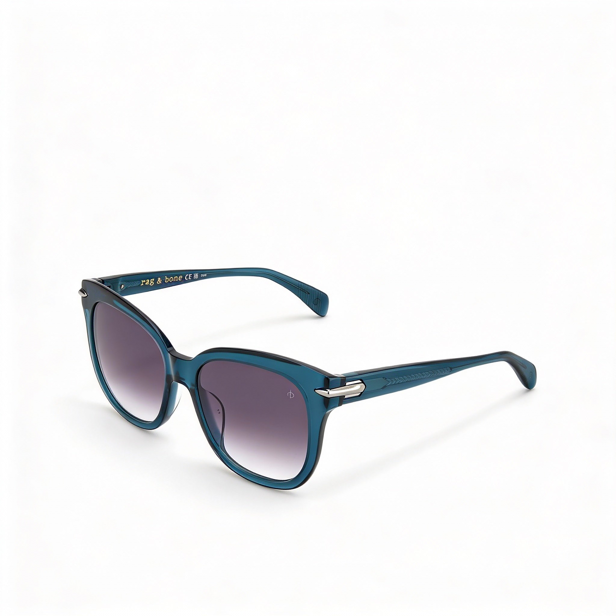 Gafas de sol informales para mujer Rag & Bone, montura de acetato verde, lentes de doble tono grises, dimensiones 55-18-145 mm, Photo 1