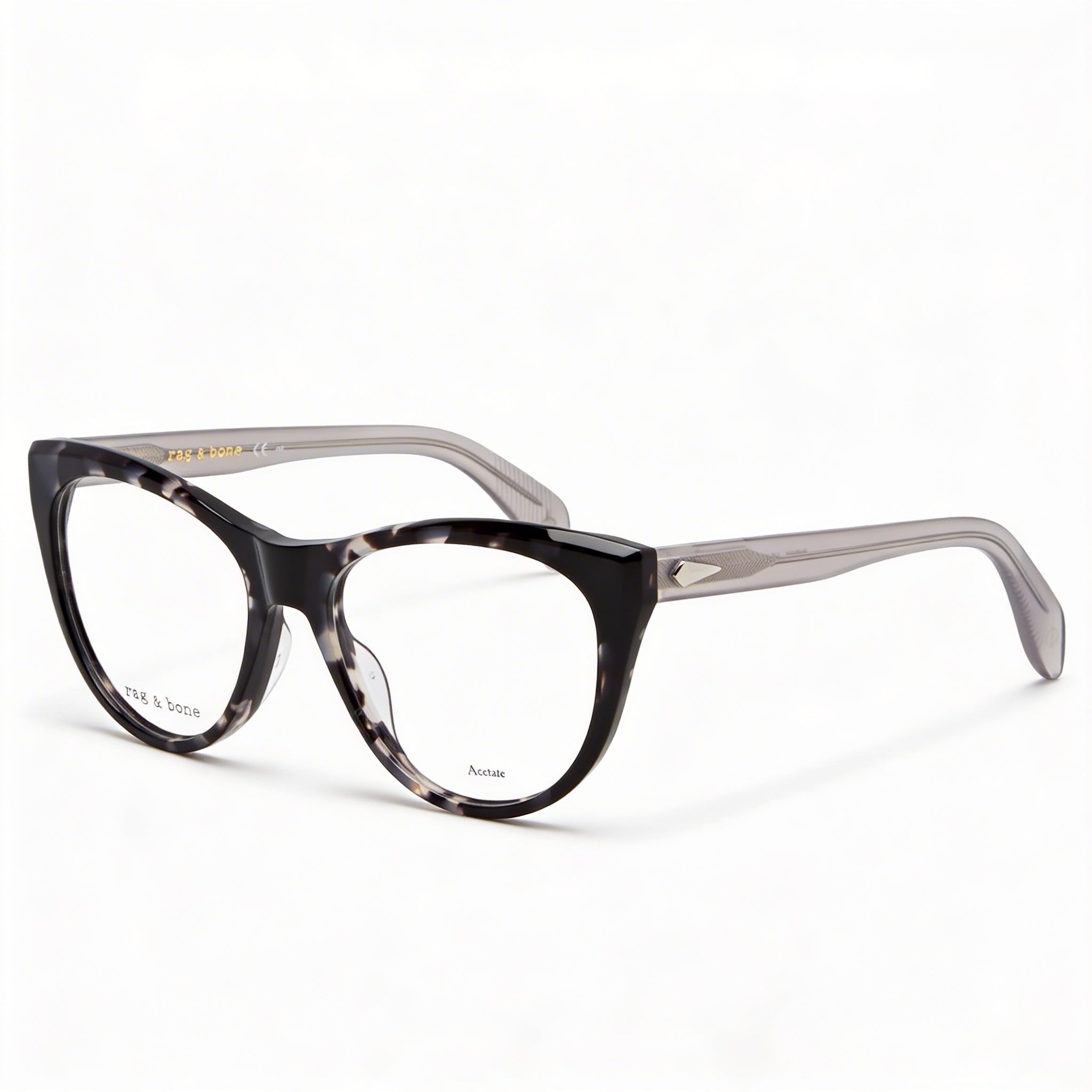 Gafas de sol de acetato modernas para mujer Rag & Bone con montura Habana Gris y lentes de policarbonato, ancho de lente de 51 mm, Photo 1