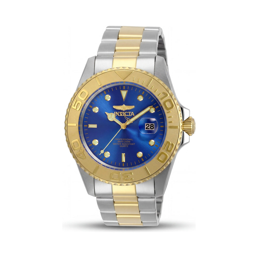 Reloj de cuarzo Invicta para hombre, modelo Diver, esfera azul de 43 mm, acero inoxidable de dos tonos, resistente al agua hasta 200 m