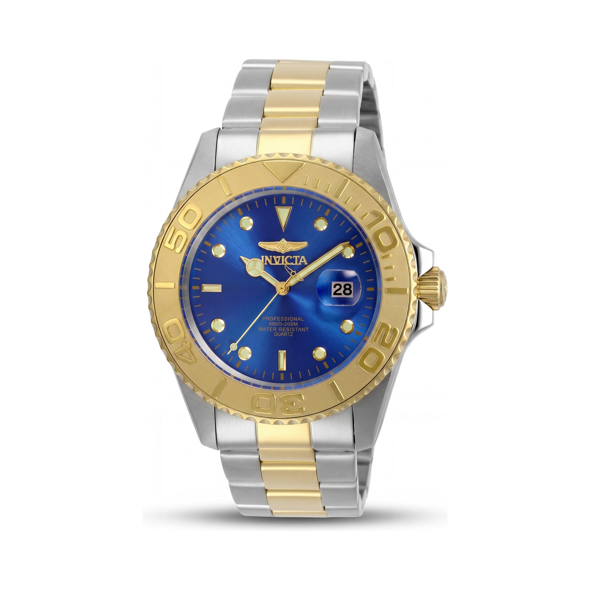 Reloj de cuarzo Invicta para hombre, modelo Diver, esfera azul de 43 mm, acero inoxidable de dos tonos, resistente al agua hasta 200 m, Photo 1