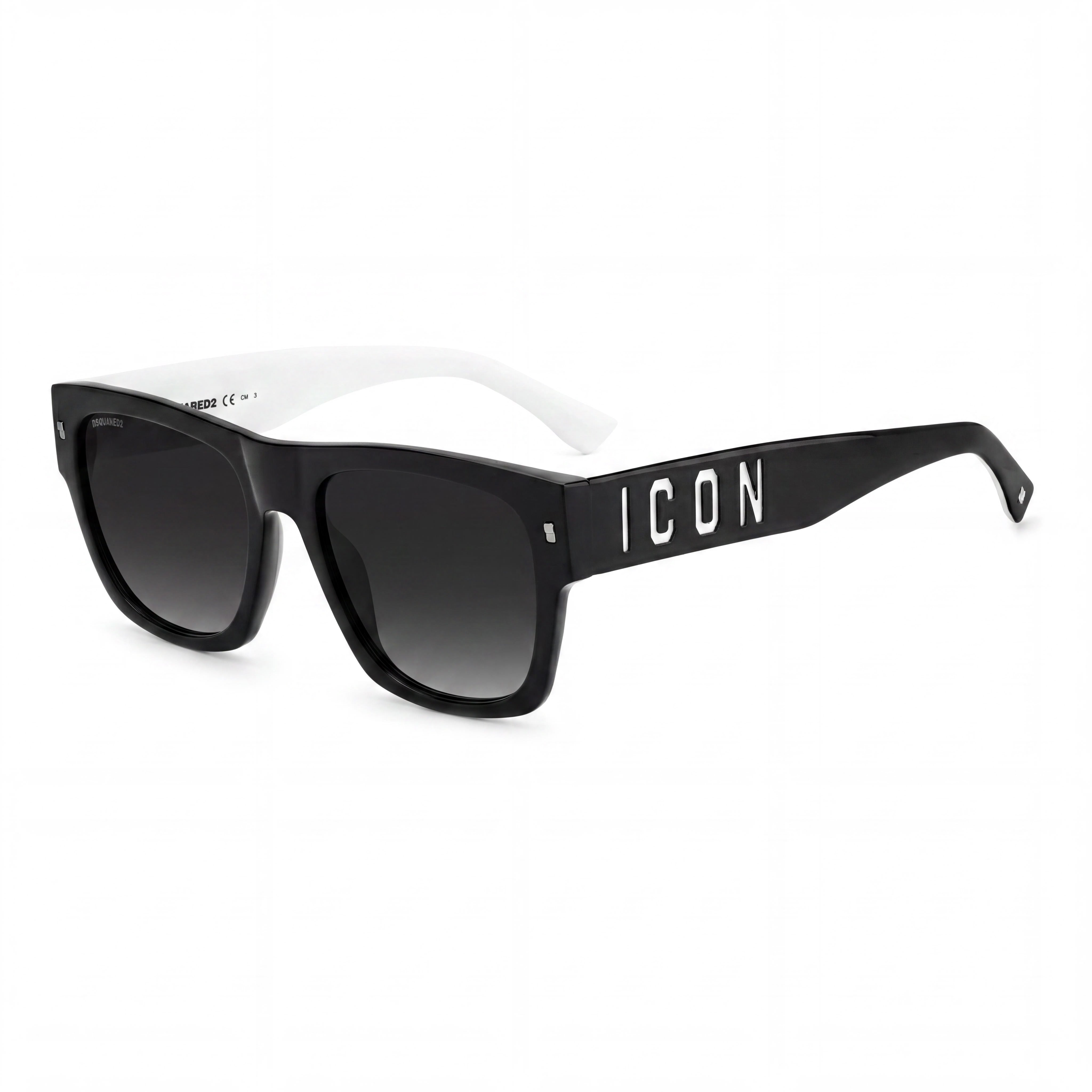 DSQUARED2 Icon 0004/s Gafas de Sol Unisex de Estilo Clásico con Montura de Acetato en Negro y Blanco, Protección UV, 55mm, Photo 1