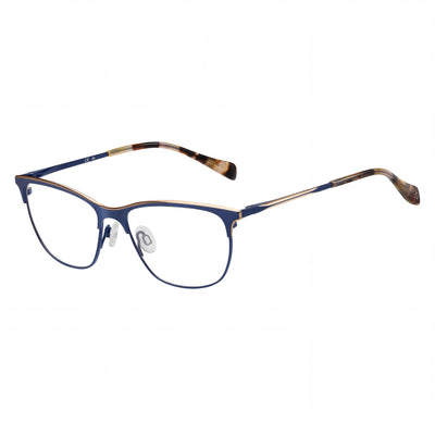 rag & bone RNB3034 Women's Blue Stainless Steel Full Rim Rectangle Eyeglasses 54mm Lens, 15mm Bridge, 135mm Temple