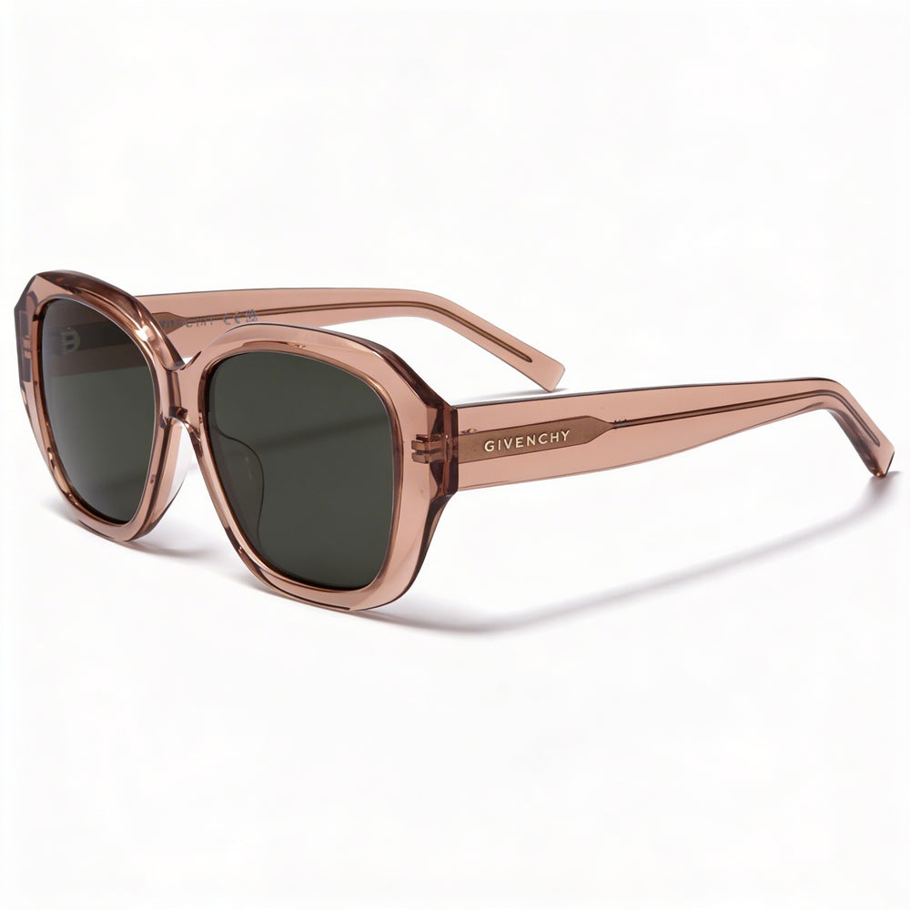 Givenchy Casual Women's Shiny Orange Plastic, Green Lens, 100% UV Protection Sunglasses 56mm
