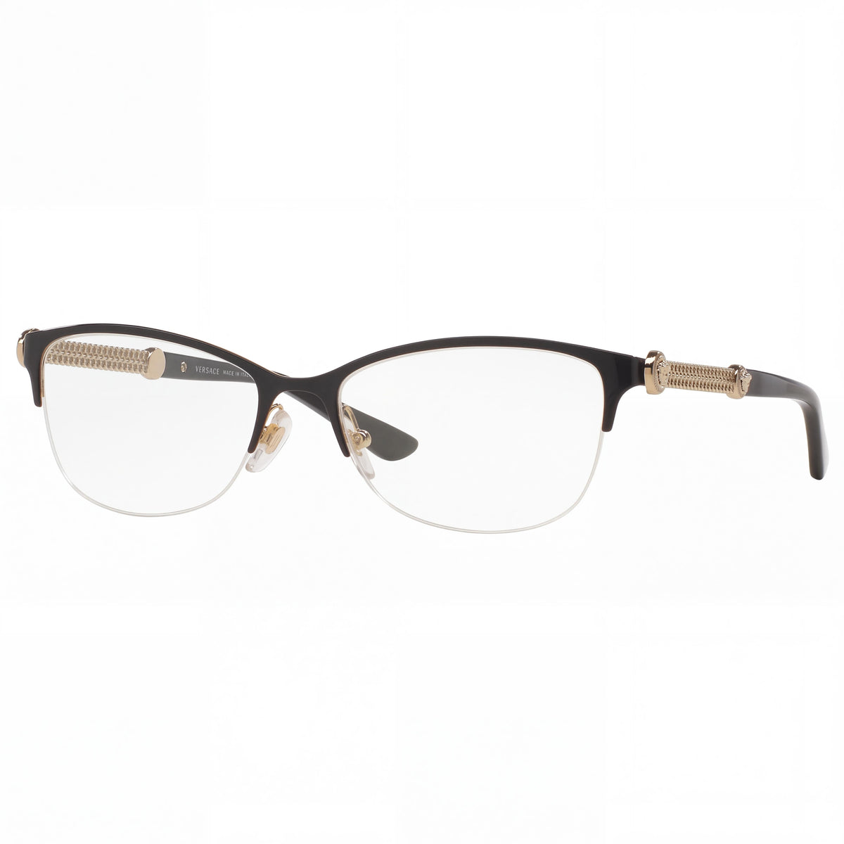 Versace 1228 Women's Metal Frame Optical Eyeglasses with Polycarbonate Lenses Black Pale Gold 53-17-140, Photo 1