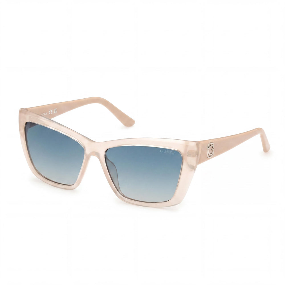 GUESS Modern Women's Injected UV Protected Sunglasses Glossy Ivory Frame Gradient Green Lens 55mm