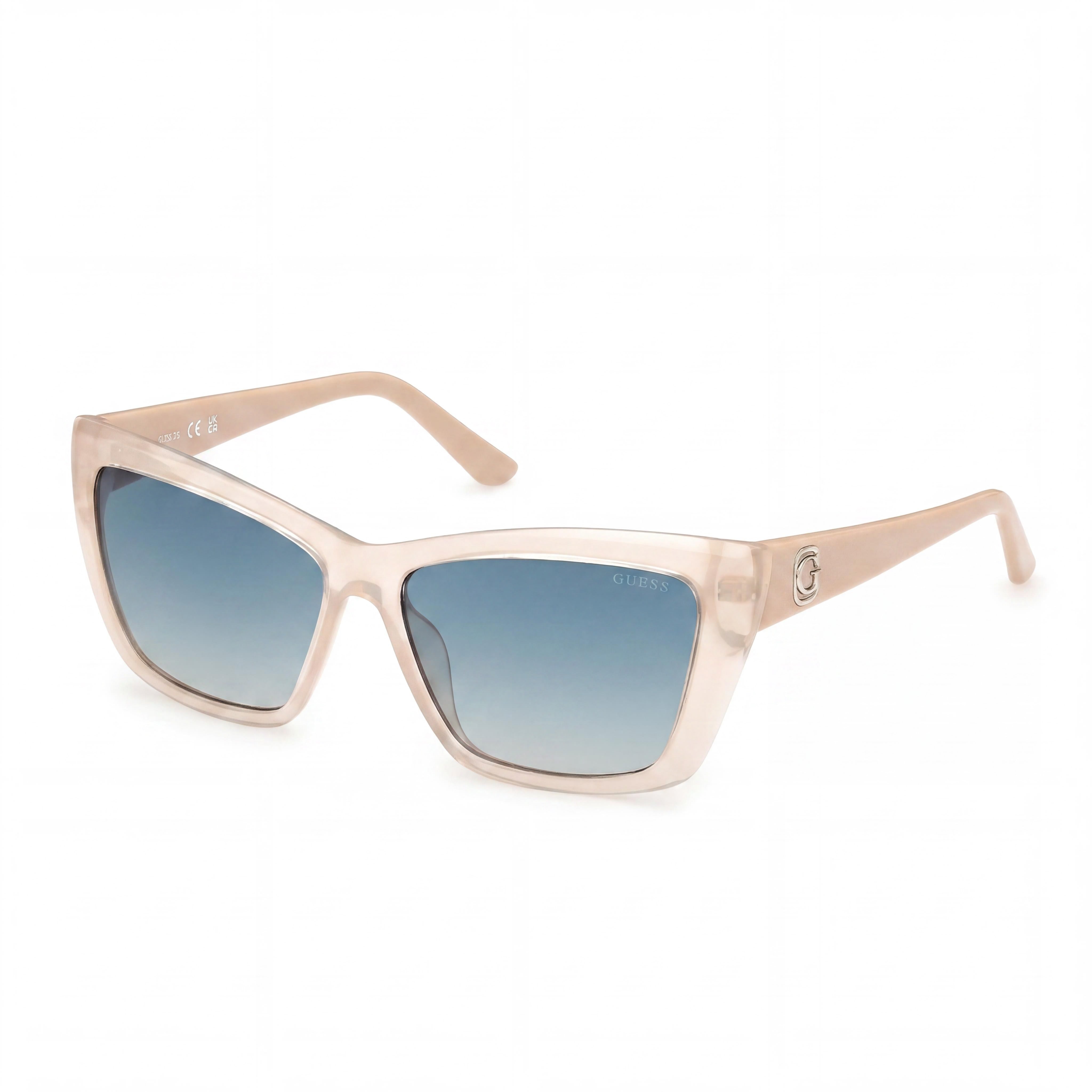 GUESS Modern Women's Injected UV Protected Sunglasses Glossy Ivory Frame Gradient Green Lens 55mm, Photo 1