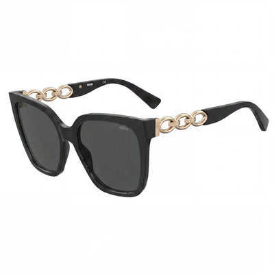 Moschino MOS098/S Women's Cat Eye Black/Dark Grey Plastic Frame Dark Grey Lens 55mm UV Protection Non-Polarized