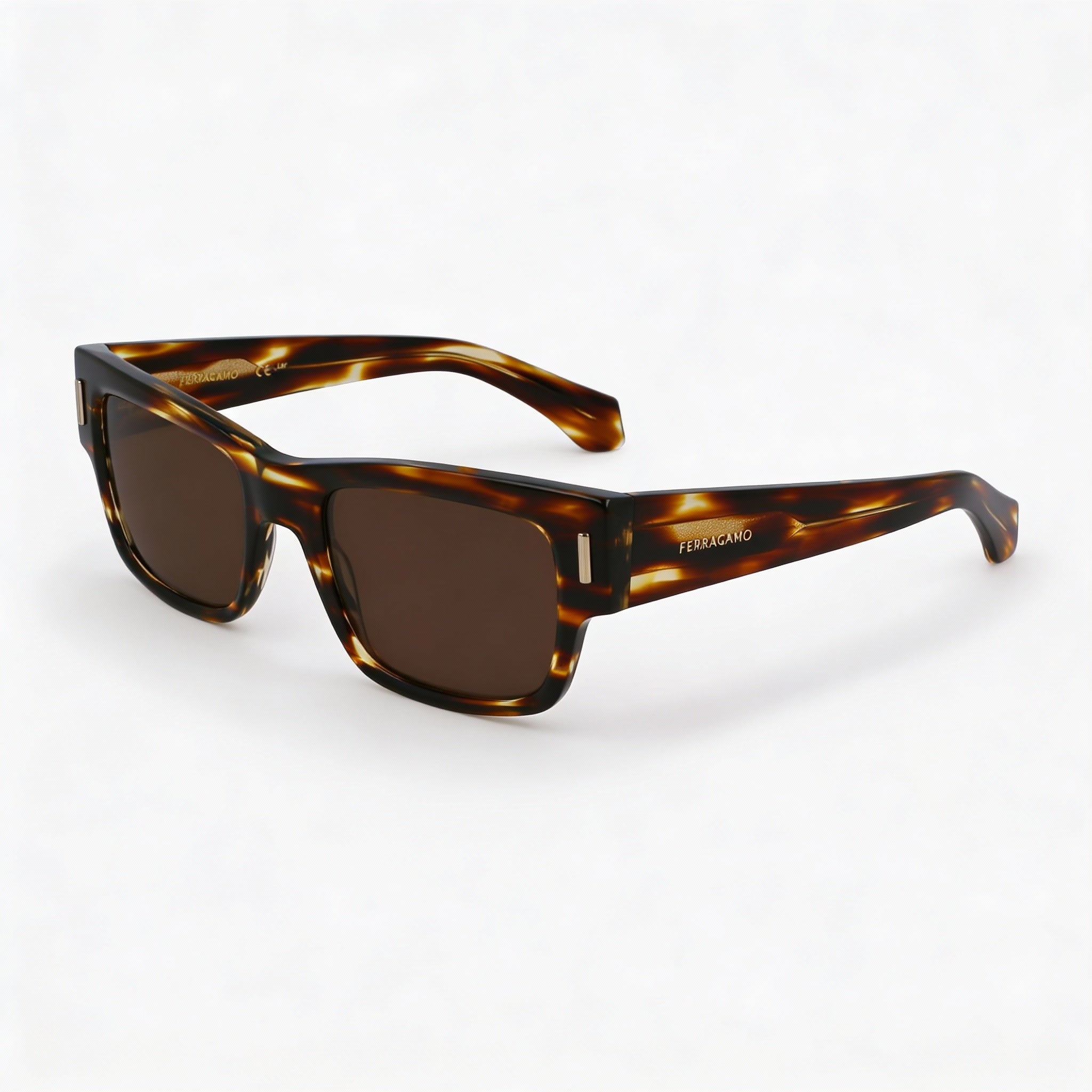 Salvatore Ferragamo Sf2011s Men's Plastic Frame Eyewear featuring UV Protection, Striped Brown, 53mm, Photo 3
