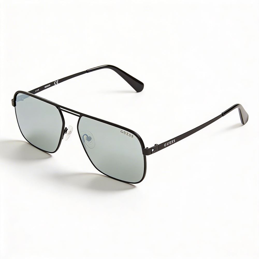 GUESS Men's Classic Metal UV Protected Sunglasses, Matte Black with Grey Gradient Lenses 58mm