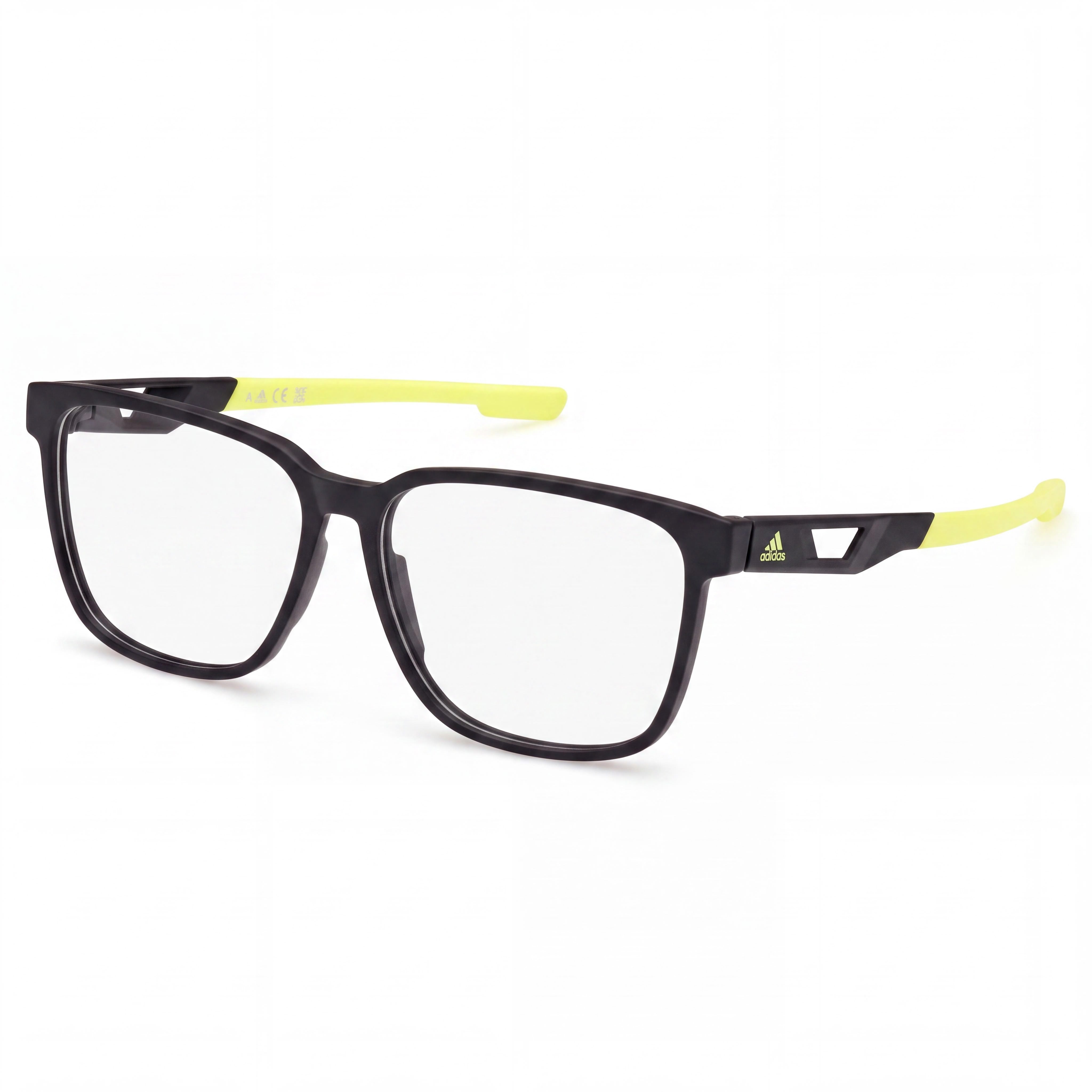 Gafas redondas deportivas adidas para hombre, montura de plástico negro mate, lentes transparentes, tamaño 55-14-145, Photo 1
