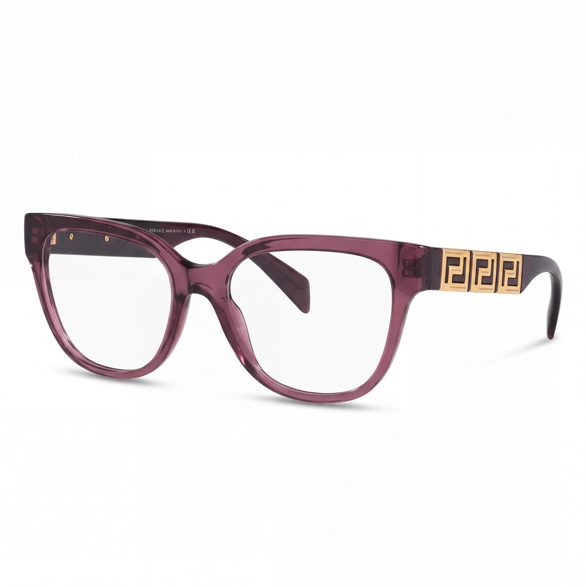 Gafas Versace 3338 para mujer, montura ligera de plástico violeta transparente, lentes transparentes, 52-18-140, Photo 1