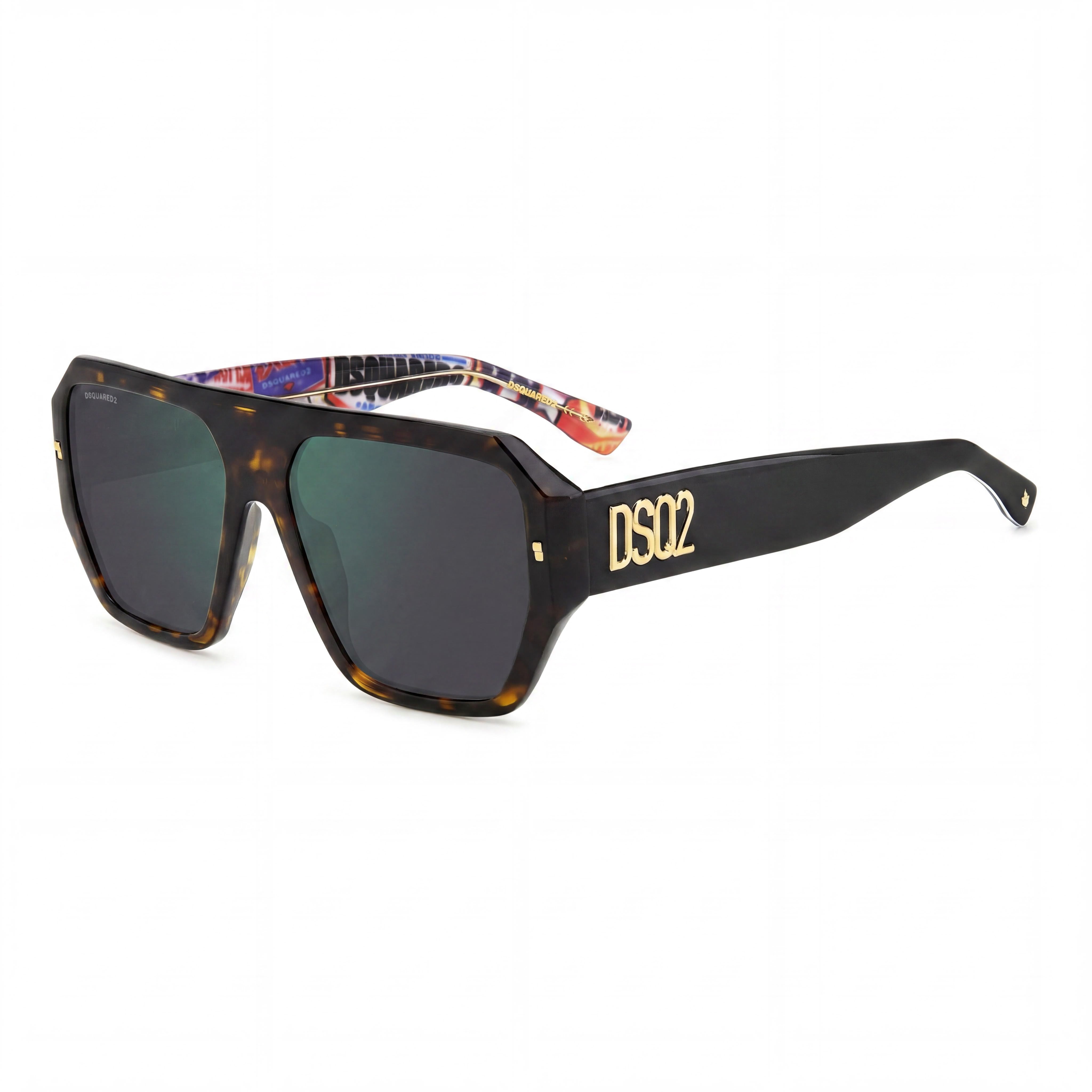 DSQUARED2 Gafas de sol informales para hombre con montura de acetato con patrón Havana, no polarizadas, 100% protección UV, 58 mm, Photo 1