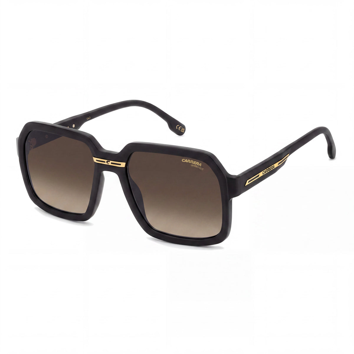 Gafas de sol cuadradas Carrera Victory C 08/S para mujer, negro mate, lentes verde marrón, antirreflejo, no polarizadas, 100 % protección UV, 56 mm, Photo 1