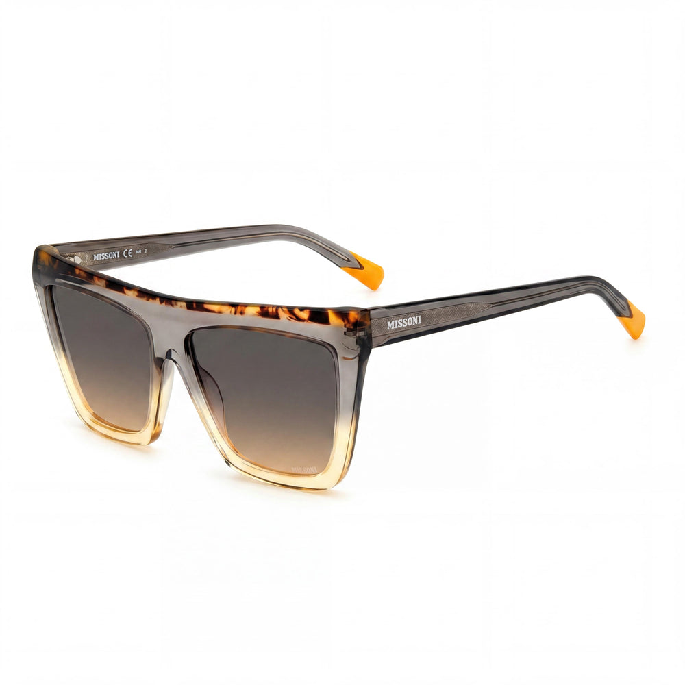 M Missoni Classic Unisex Flat Top Acetate Sunglasses, Grey Ochre Frame, Brown Ochre Non-Polarized Lens, 59mm