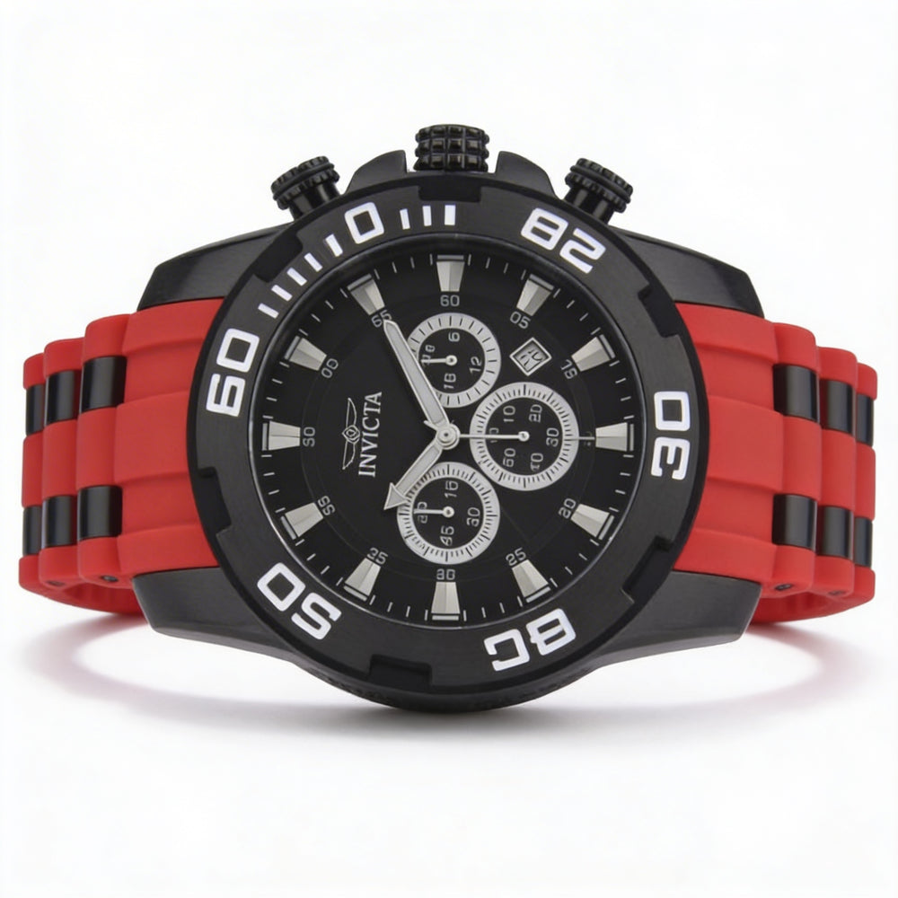 Reloj cronógrafo de cuarzo unisex Invicta Pro Diver SCUBA 44546 con caja de acero inoxidable negro y correa de silicona, 50 mm