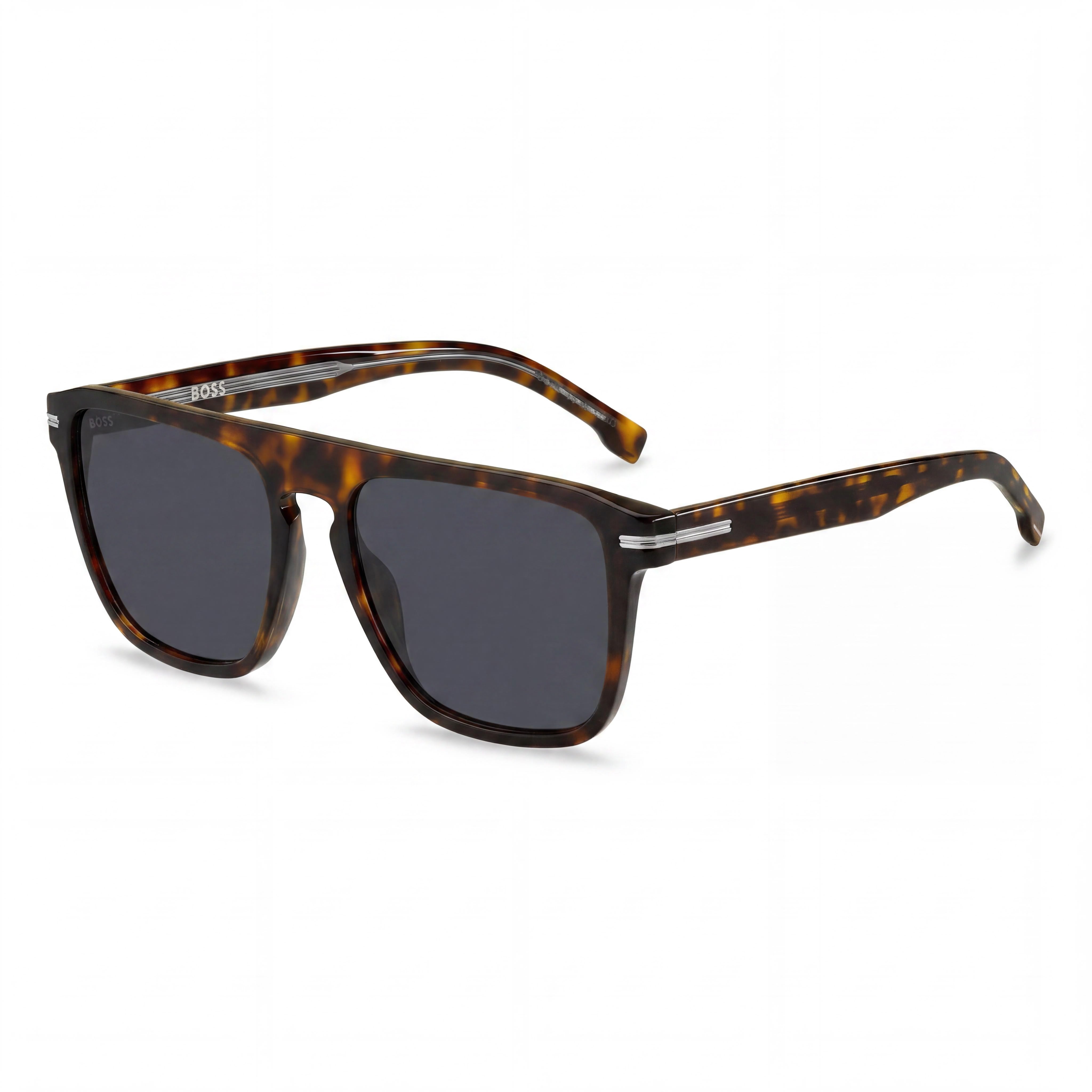 Hugo Boss Men's Style & Expression BOSS 1599/S Rectangular Eco Acetate Havana Frame Grey Lens Sunglasses 56-17-145mm, Photo 1