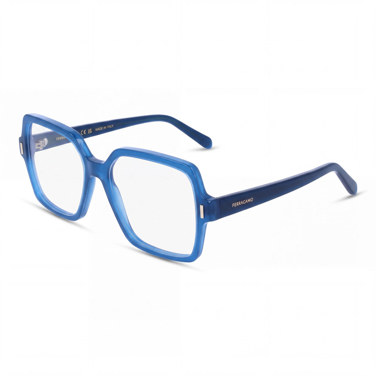 Gafas Salvatore Ferragamo para hombre Sf3031 con montura de acetato azul opalino, 56-17-145 mm, Photo 1