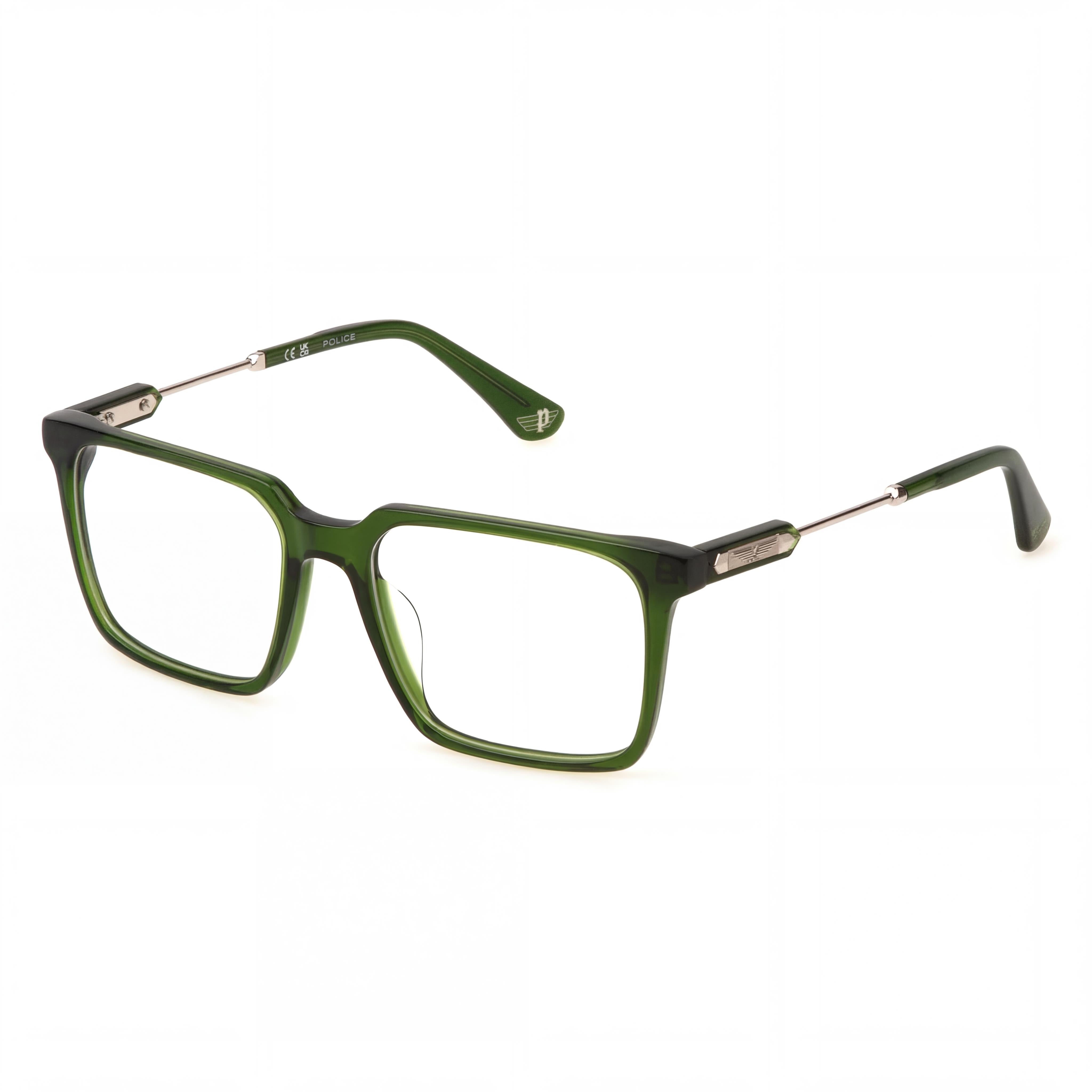 Police VPLN28 Black Rectangle Eyeglasses for Men, Acetate 53mm, Photo 1